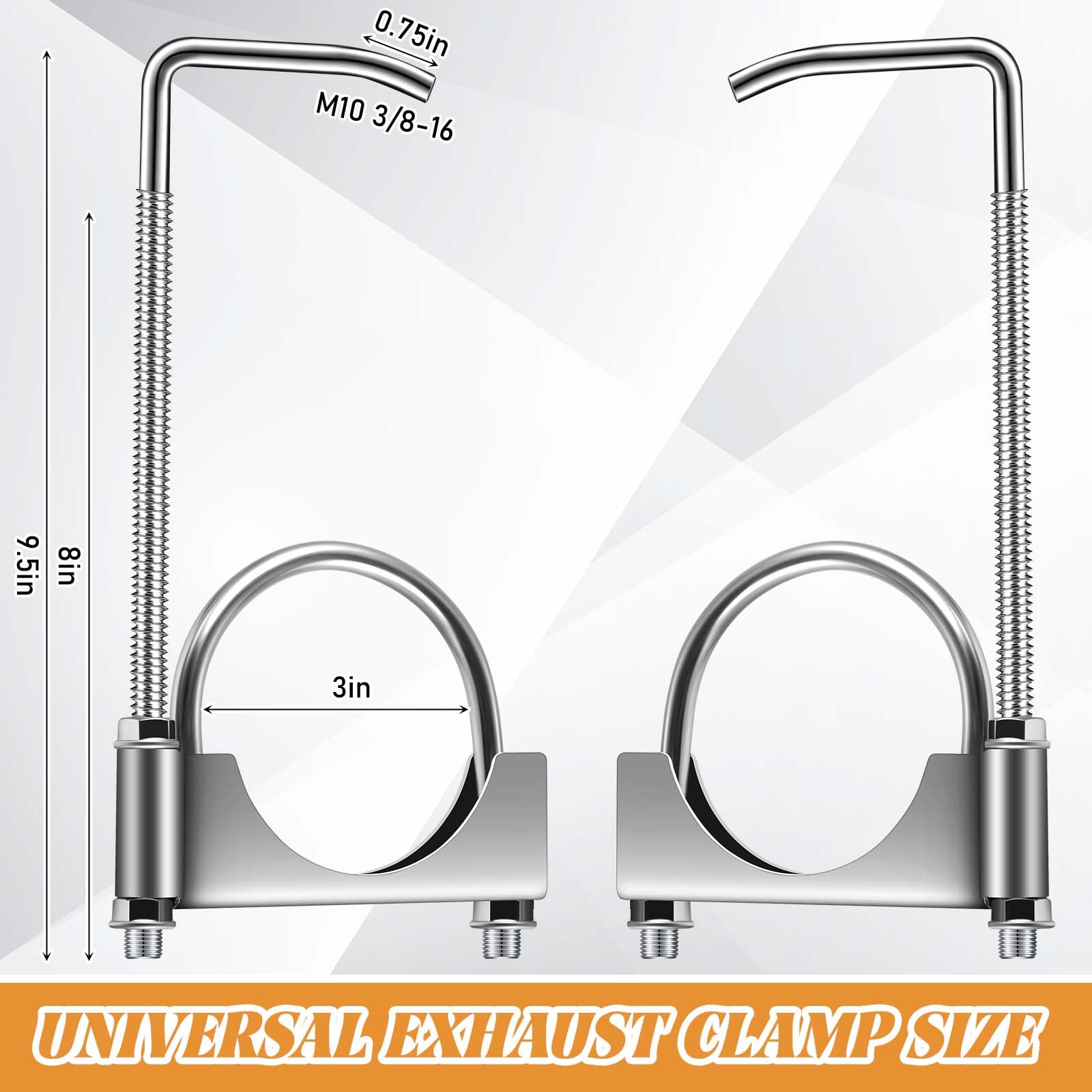 4 Pcs Exhaust Clamp with Hanger, Universal Exhaust Hangers (3 Inch)