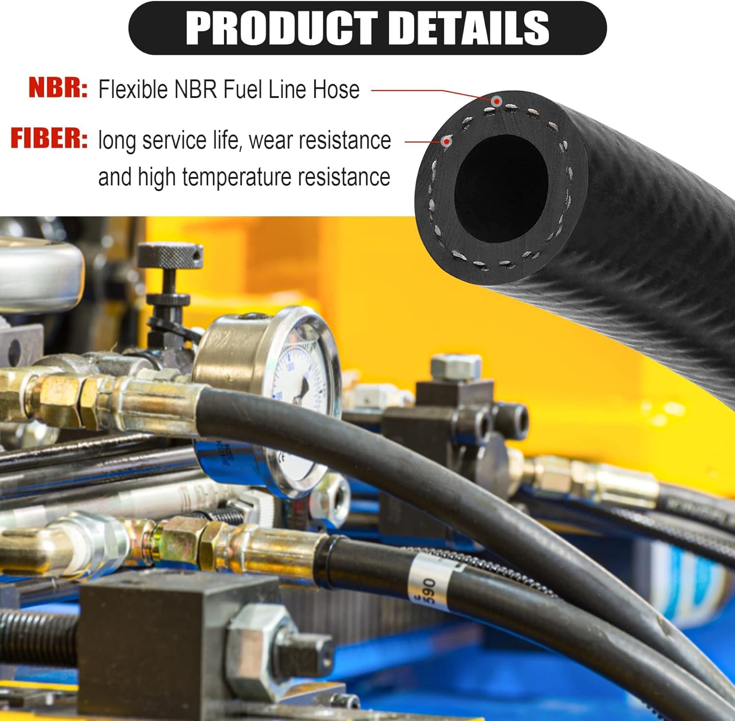 1/4 Inch (6Mm) Id Fuel Line Hose 10Ft Nbr Rubber Push Lock Hose High Pressure 300Psi For Automotive Fuel Systems Engines With 12