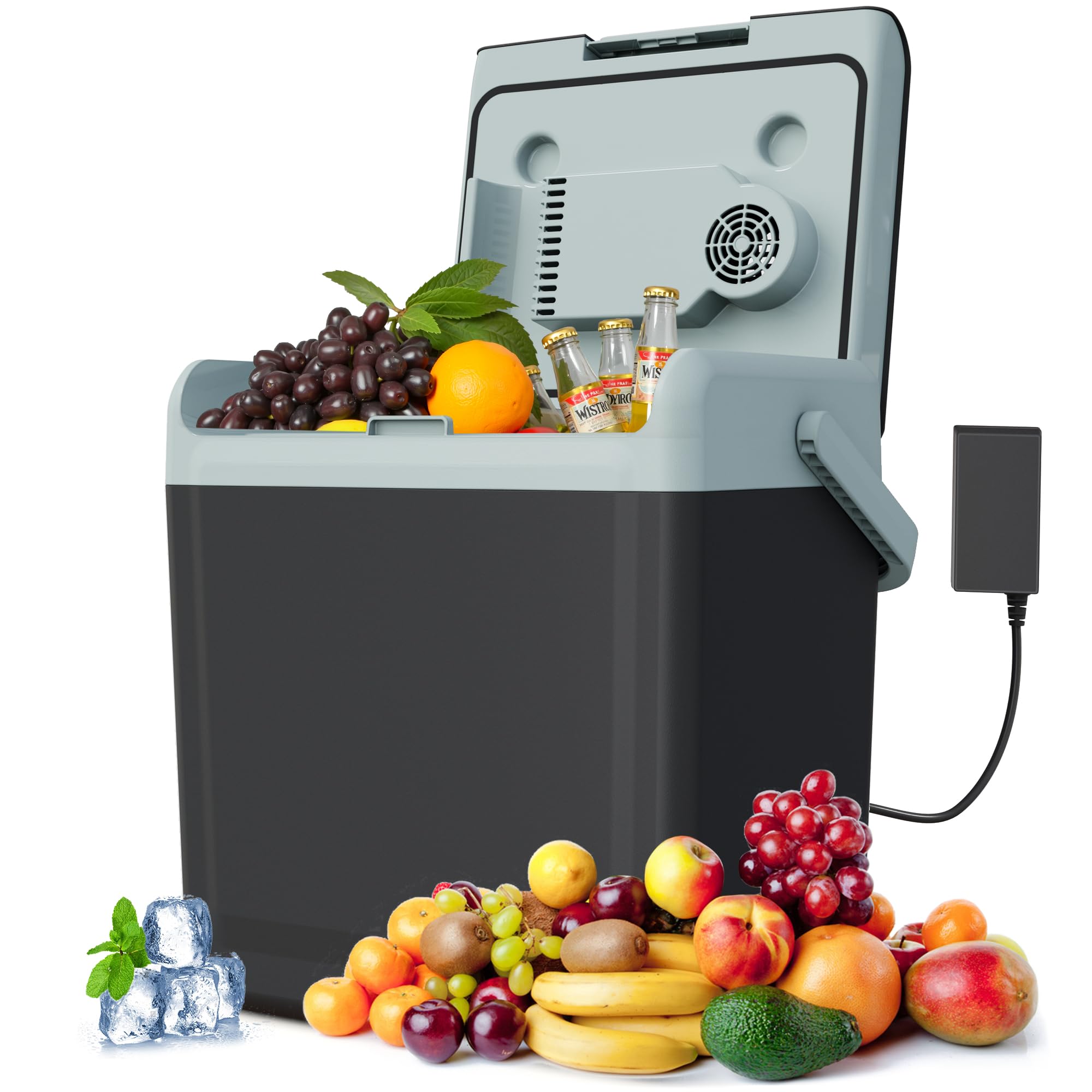 SUNVIVI Electric Cooler & Warmer with Handle, 25QT Portable Thermoelectric Car Refrigerator, Dual Cooling & Heating 12V Mini Fri