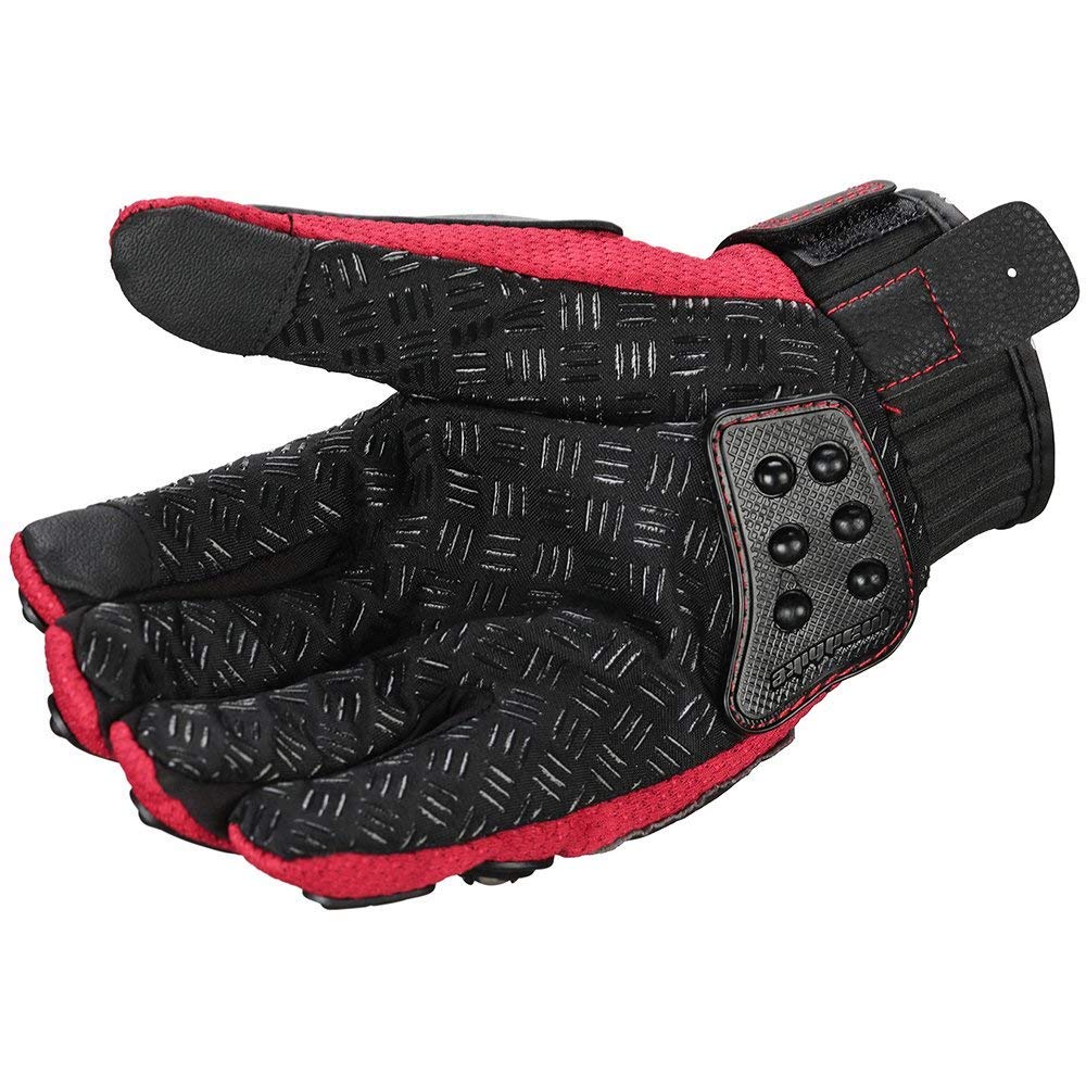 Steel Outdoor Knuckle Motorcycle Motorbike Powersports Safety Gloves (X-Large, Red)