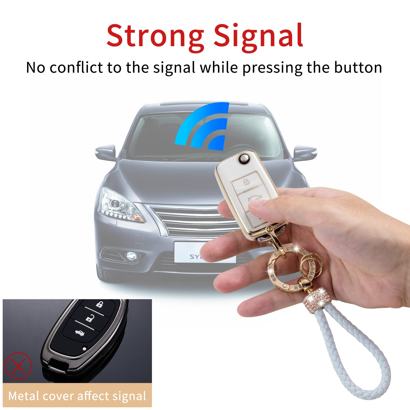 Gematay For Vw Volkswagen Key Fob Cover With Keychain Lanyard, Soft Tpu Key Fob Protector Shell Compatible With Vw Jetta Golf Po