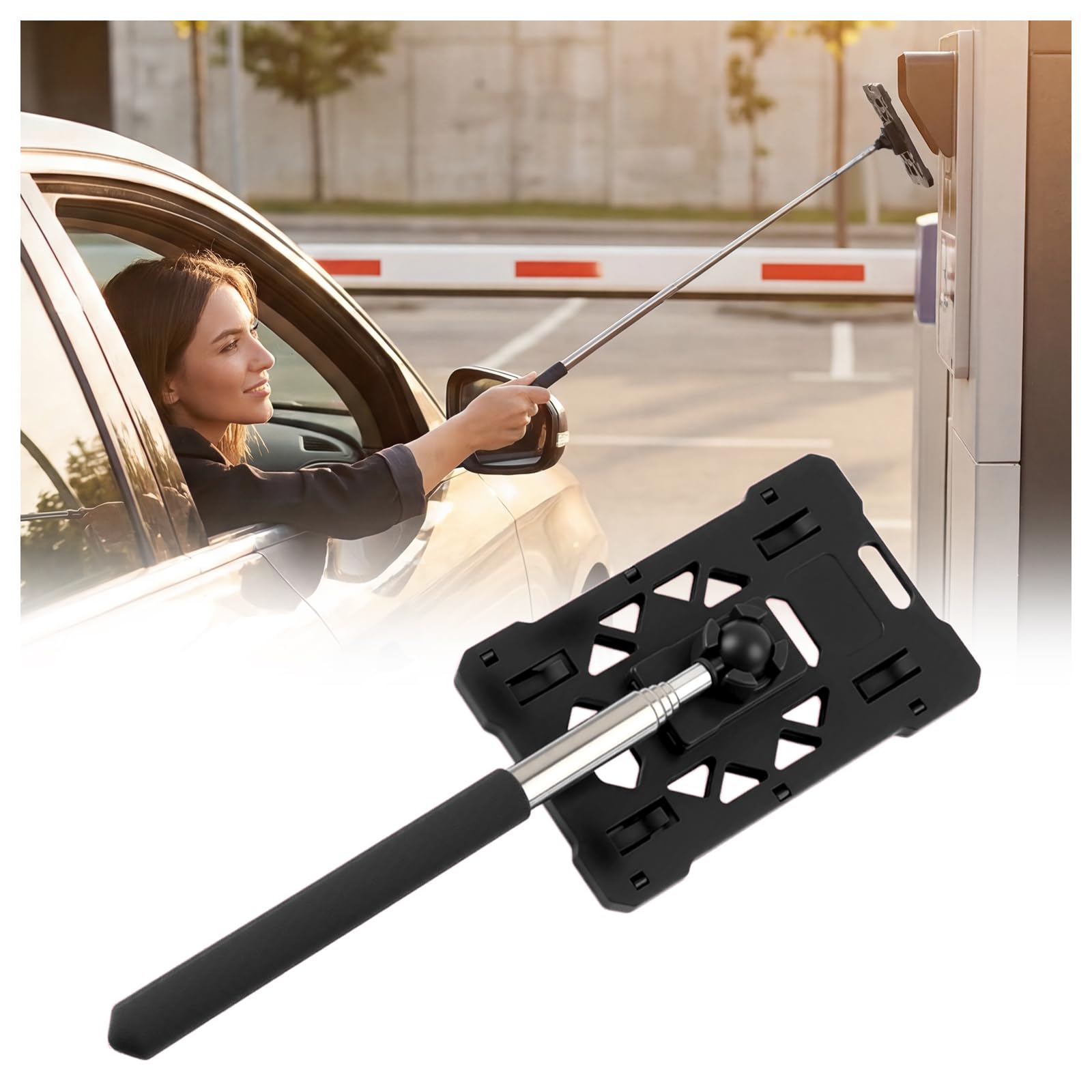 Purthog 2026 New Adjustable Telescopic Rod Card Holder Reacher,Contactless Parking Payment Extender Grabber Tool,Universal Card 