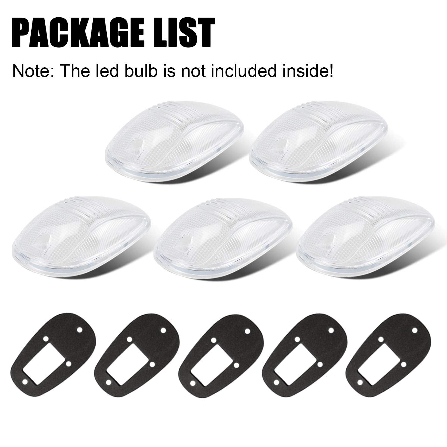Tresound Cab Roof Marker Lights Cover for 2003-2016 Dodge Ram 1500/2500/3500 - Clear Lens