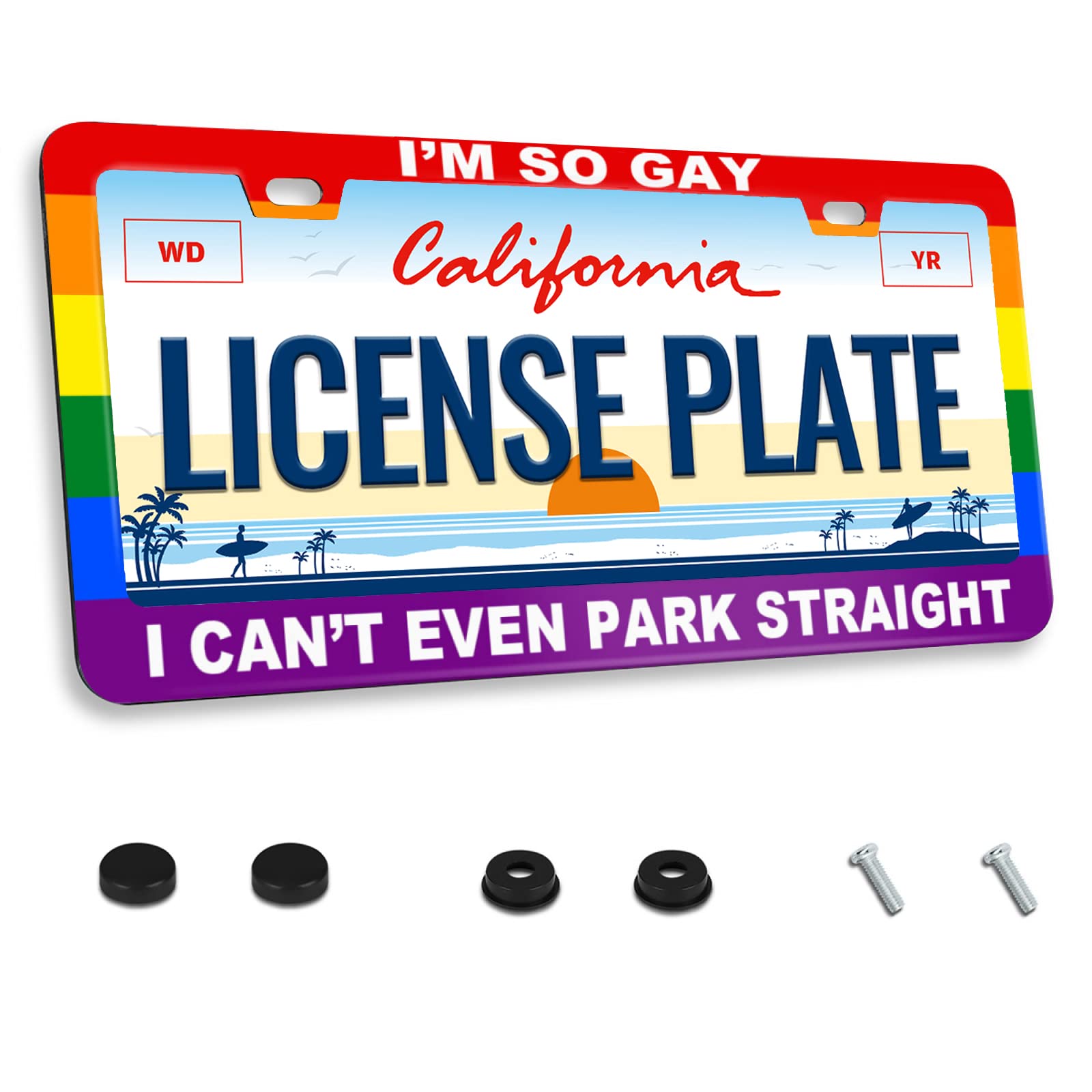 Gay License Plate Frame I'm So Gay I Can't Even Park Straight License Plate Frame for Car Decorative Parts License Plate for Sta