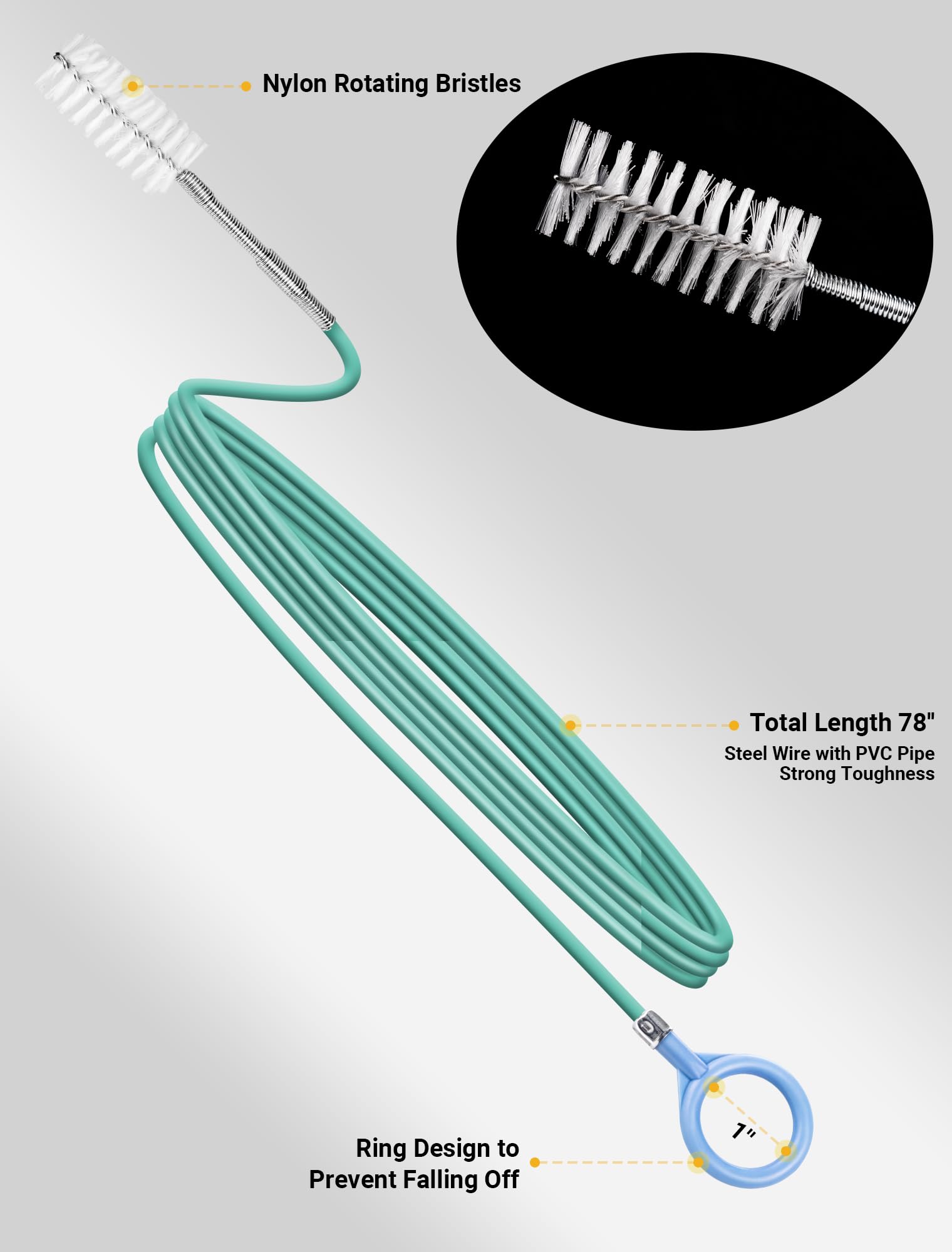 Sardvisa 2-Packs Auto Sunroof Drain Cleaning Tool,78 Inch Flexible Drain Brush Pipe Cleaners For Car,Tube Cleaning Brush Slim Dr
