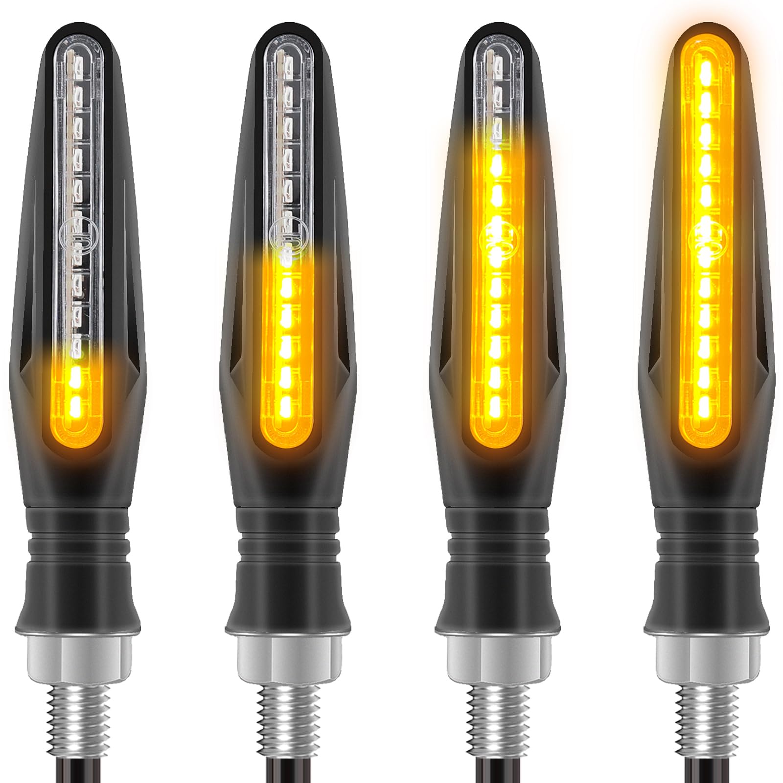 Kinstecks 4Pcs Motorcycle Indicators Flowing Turn Signal Lights Motorbike Turning Indicators 12V 12 Leds Bulbs