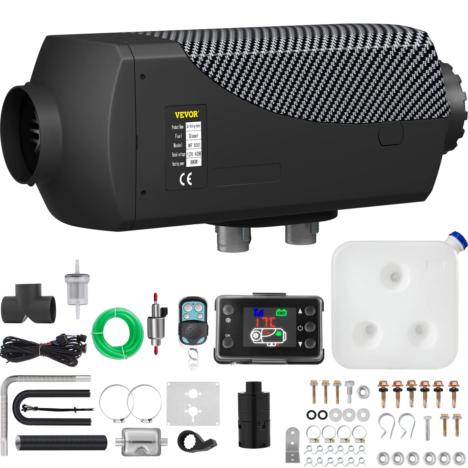 Bestauto 8KW Diesel Air Heater Muffler Diesel Heater 12V Remote Control Diesel Parking Heater with LCD Switch for Car Trucks Mot