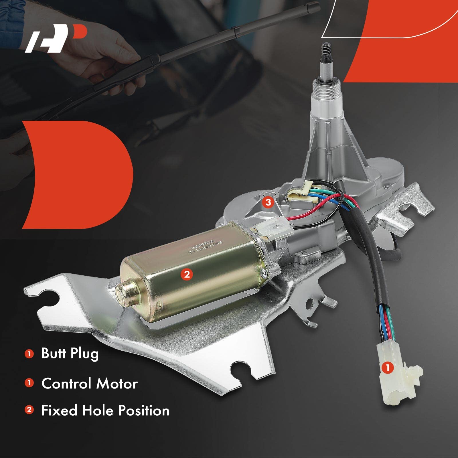 A-Premium Rear Windshield Wiper Motor for Honda Odyssey 2005-2010, 4-Pin, Model WIM006, Replacement #76710SHJA01/02