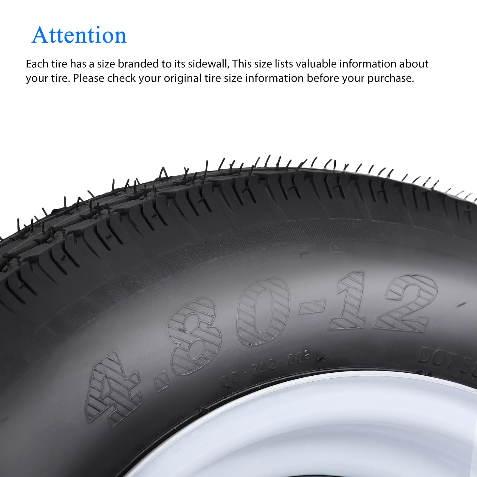 2 Pack 480-12 4.80X12 4.80-12 4.8-12 Trailer Tires With 12'' Rims, 5 Lug On 4.5'', Load Range C 6Pr