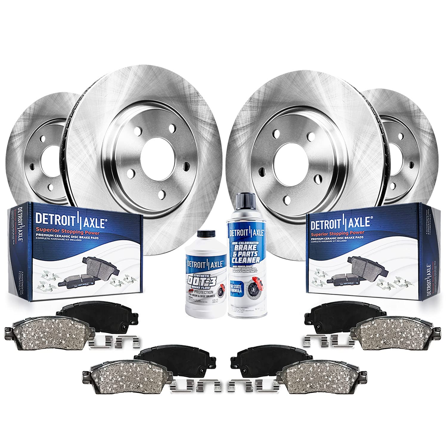 Detroit Axle - 10pc RWD Brake Kit for 2010 2011 2012 Mercedes-Benz E350, Disc Brake Rotors Ceramic Brake Pads Replacement: 12.68