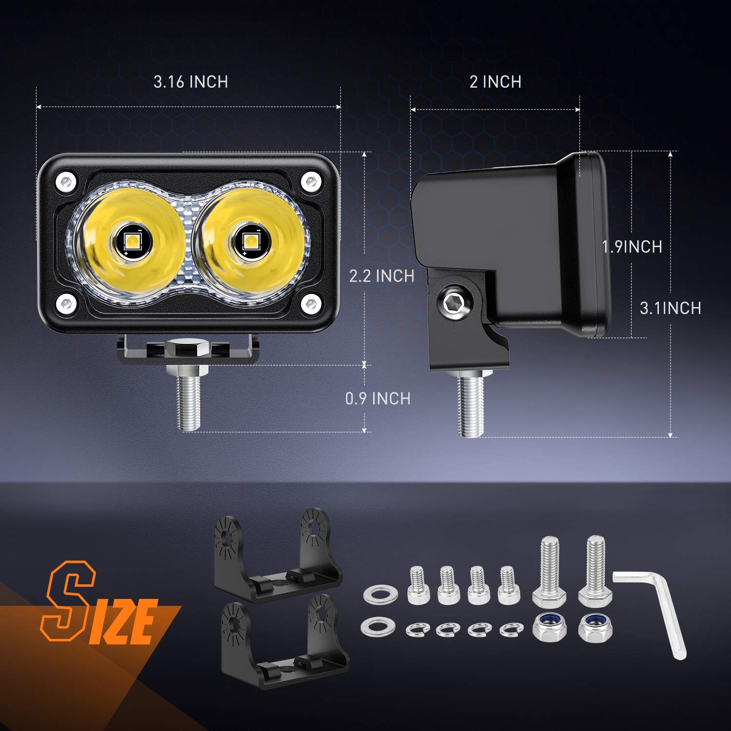 Nilight 2Pcs 3Inch Motorcycle Led Pods 1300Lm Built-In Emc Driving Light Super Spotlight Offroad Fog Auxiliary Lamp For Motorbik