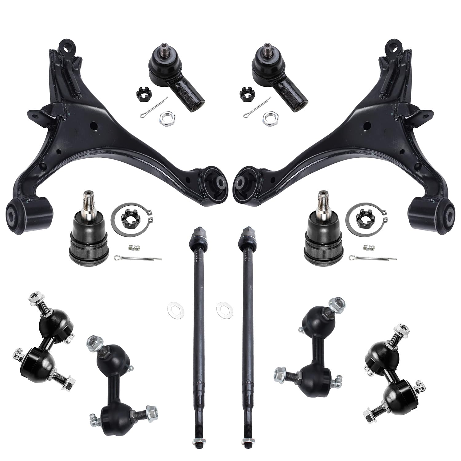 Detroit Axle - Front 12pc Suspension Kit 01-05 Honda Civic 2001 2002 2003 2004 2005, 2 Lower Control Arms 2 Lower Ball Joints 4 