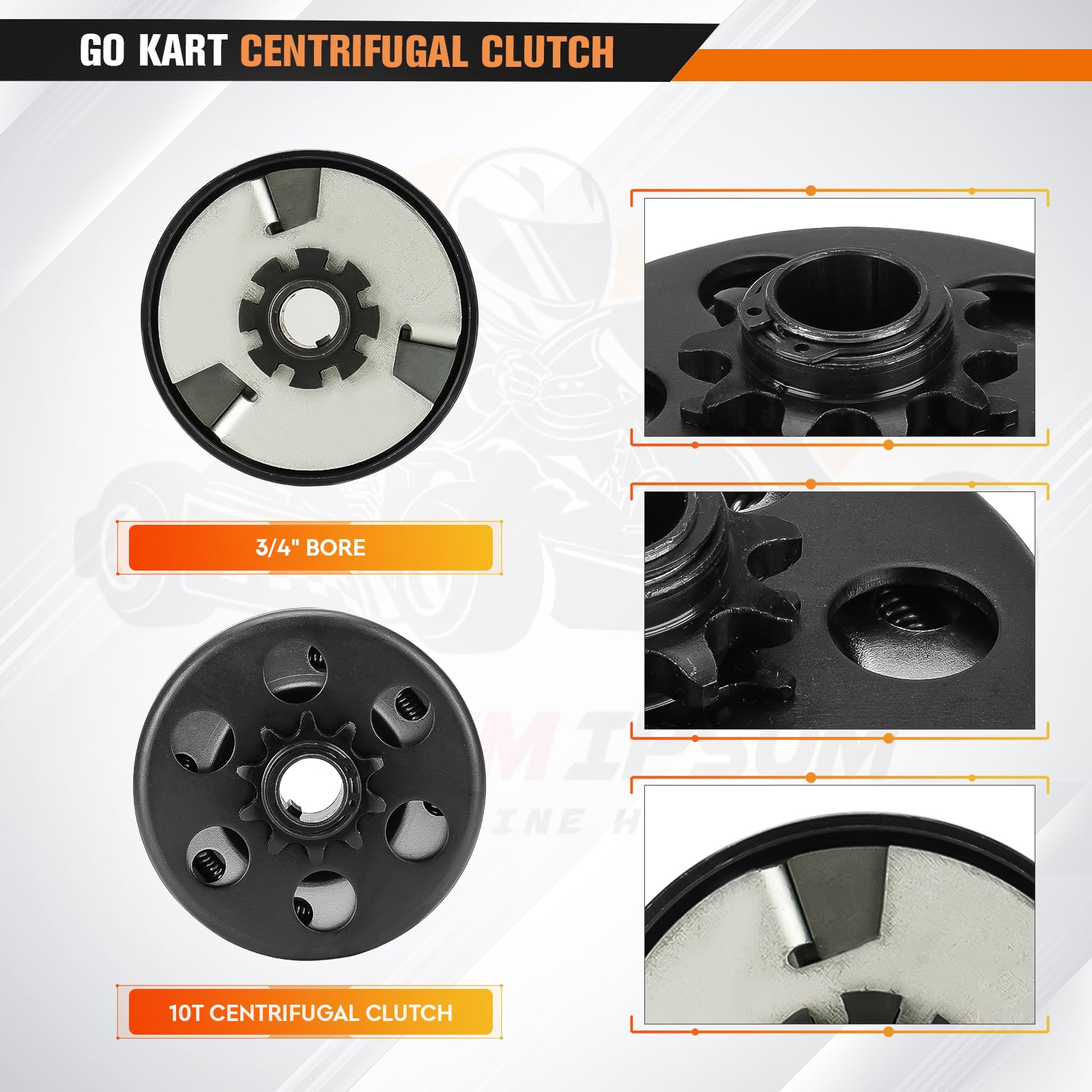Beitetoo Go Kart Clutch 3/4" Bore 10T for Predator 212CC & Honda Engines - Model 8TOC007-max
