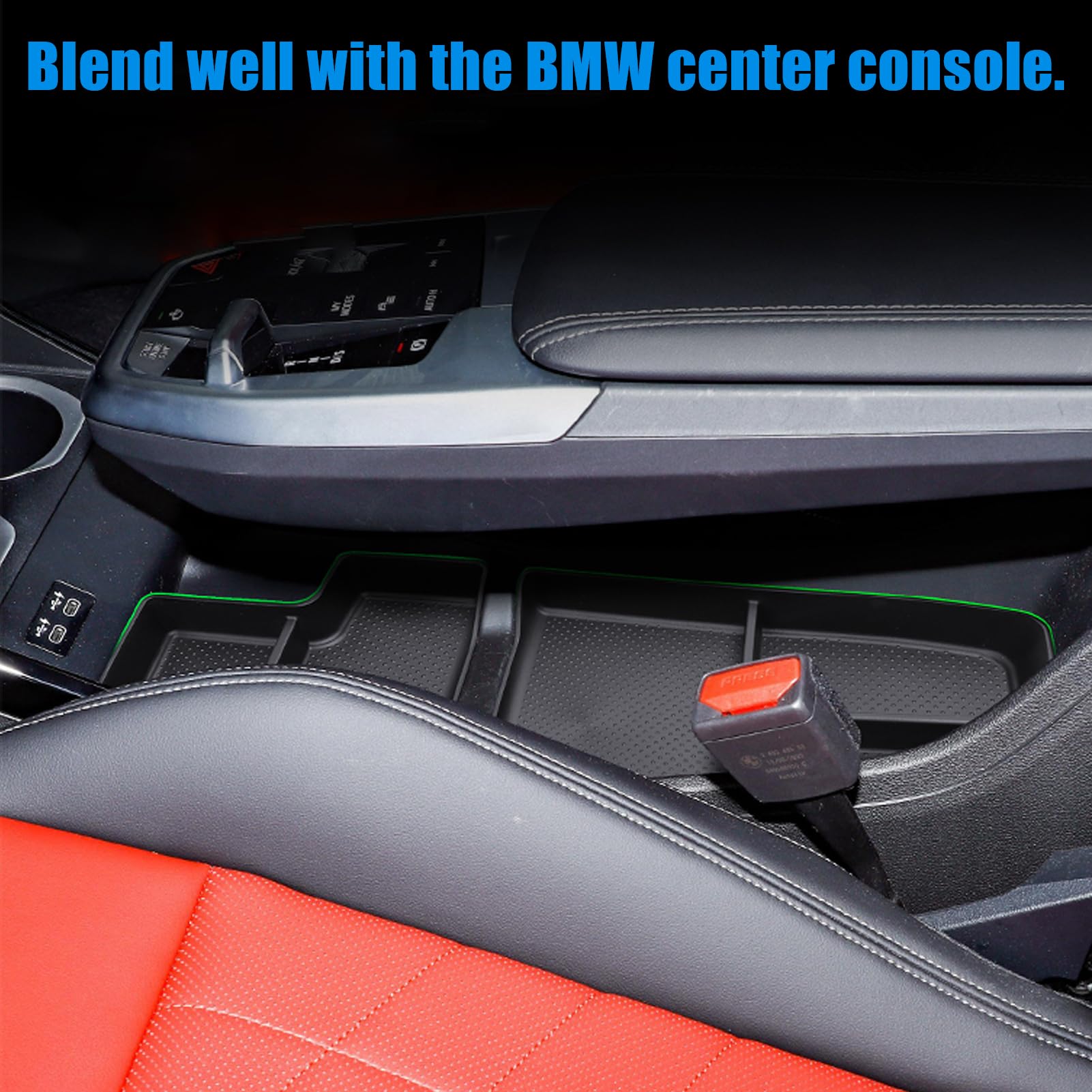 Jaronx Compatible With Bmw X1 Center Console Organizer Tray 2023 2024 2025 U11, 2Pcs Lower Console Organizer Tray, Tpe Storage B