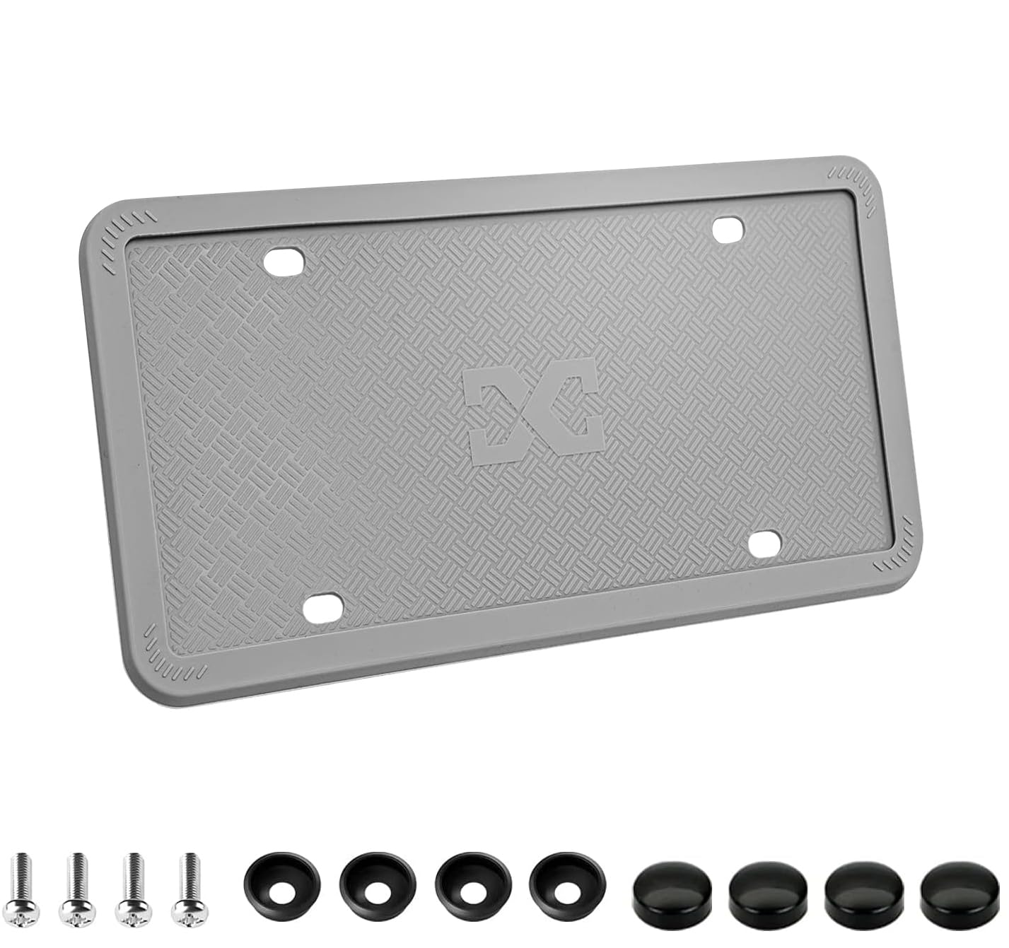Xclpf Silicone Gray License Plate Frame Covers 1 Pack- Front And Back Car Plate Bracket Holders. Rust-Proof, Rattle-Proof, Weath
