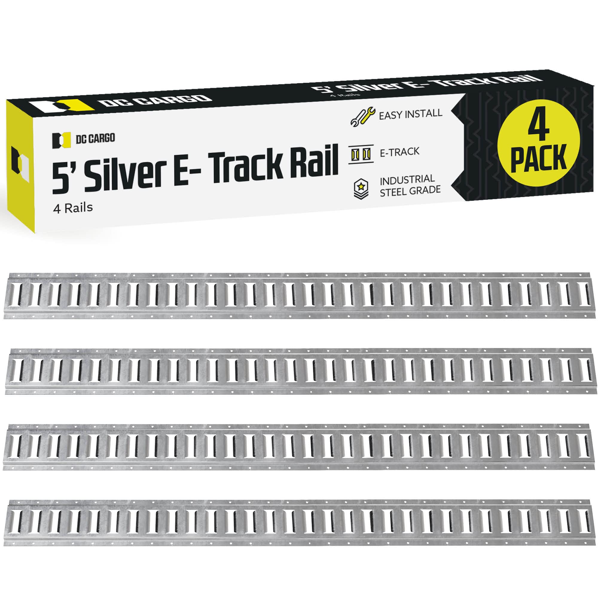 Dc Cargo Mall Outdoor E Track Tie Down Rail Kit 5' (4 Pack) For Garages, Vans, Trailers, Motorcycle Tie Downs, Atv Mountings-Etr