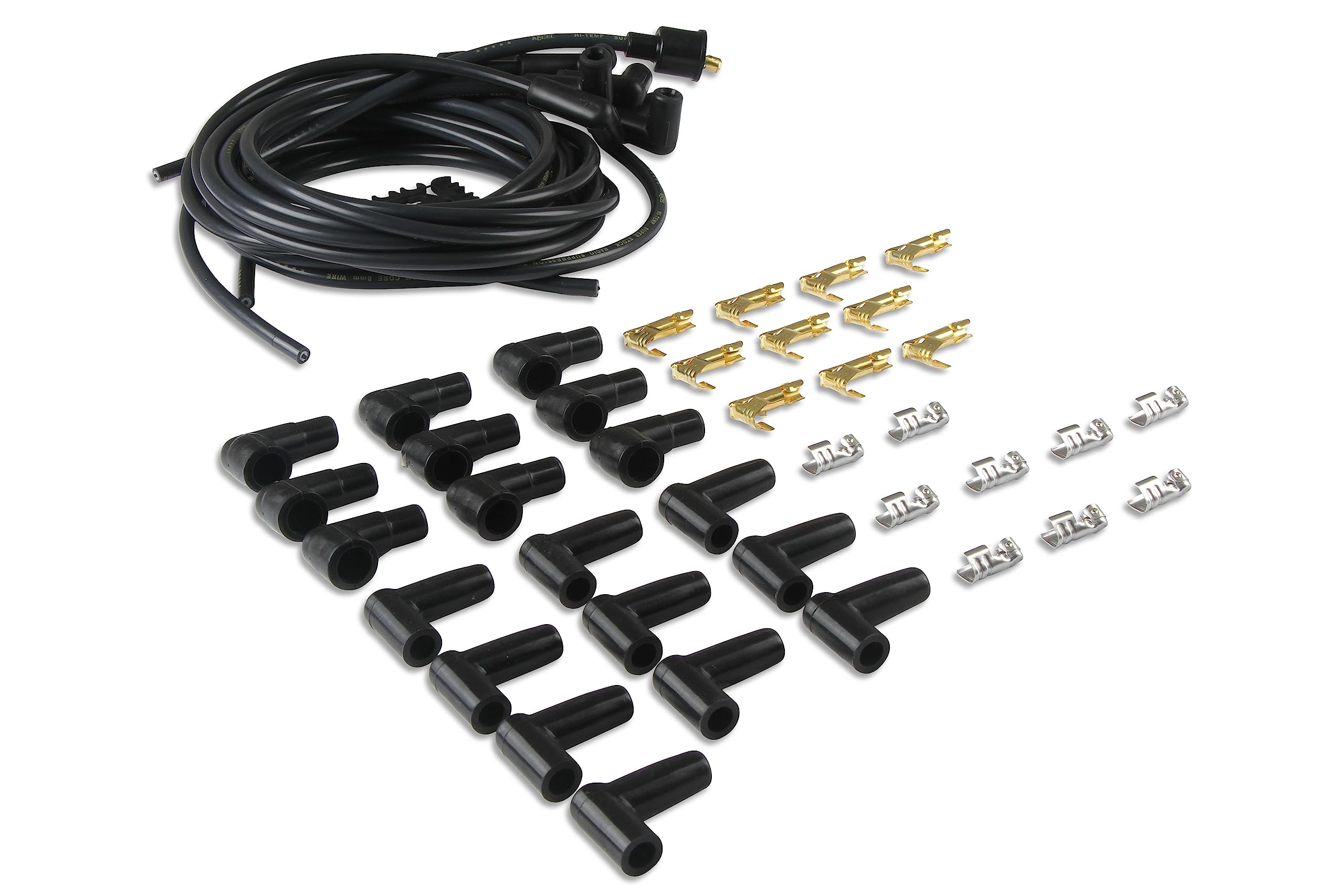 Accel 4041K Spark Plug Wire Set- 8Mm - Black Wire With Black 90 Degree Boots