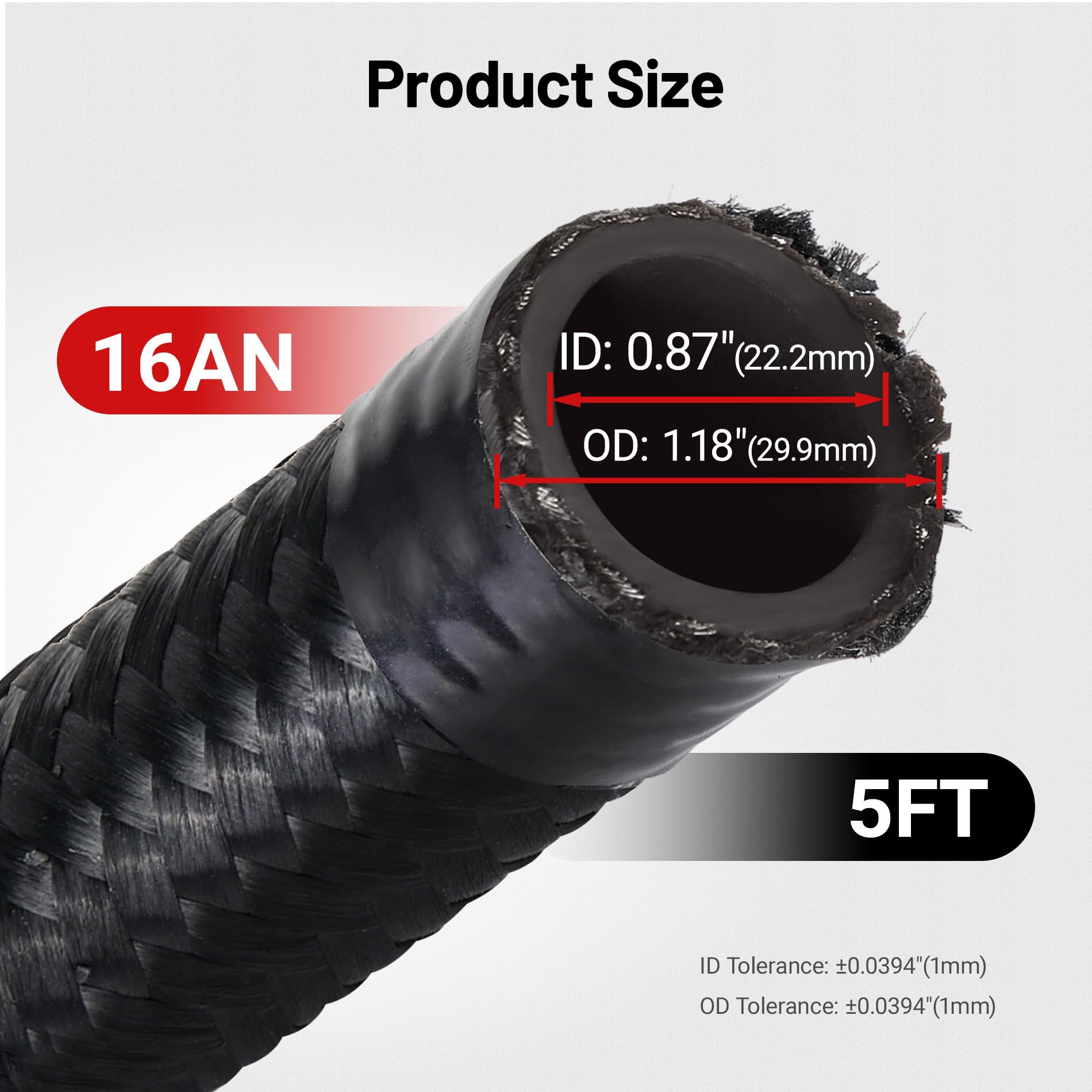 Evil Energy 16An Fuel Line, An16 Braided Fuel Hose Nylon Cpe 5Ft Black