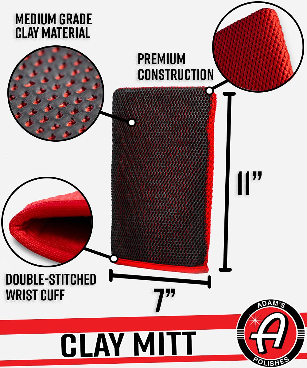 Adam'S Polishes Clay Mitt & Detail Spray Clay Lubricant - Medium Grade Clay Bar Infused Mitt  Car Detailing Glove Quickly Remove