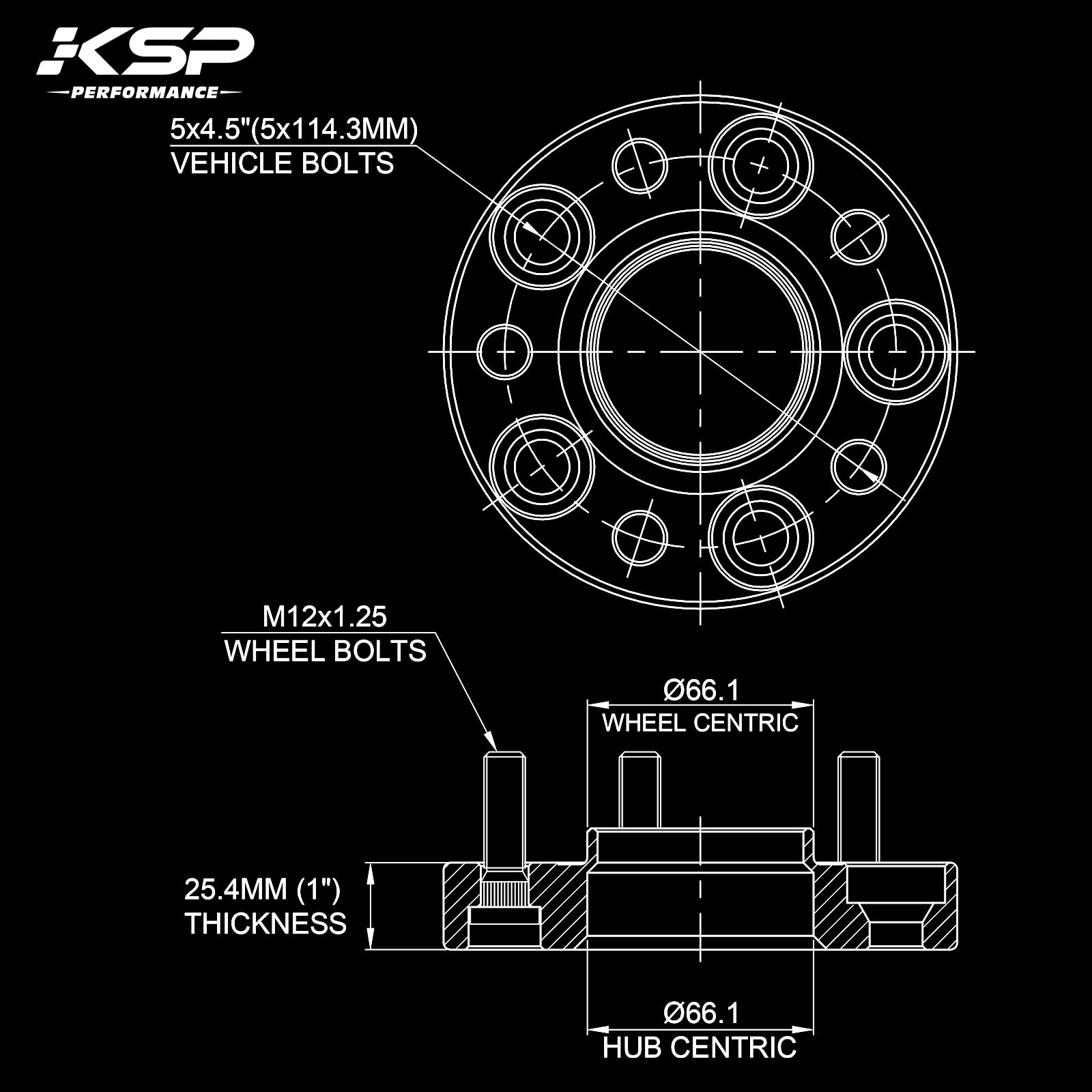 Ksp 1'' Wheel Spacers For Nissan 350Z 370Z, 4Pcs 5X4.5   Forged Spacer Fit Infinit G35 G37 Fx35, 25Mm Thick 5X114.3 Bolt Pattern