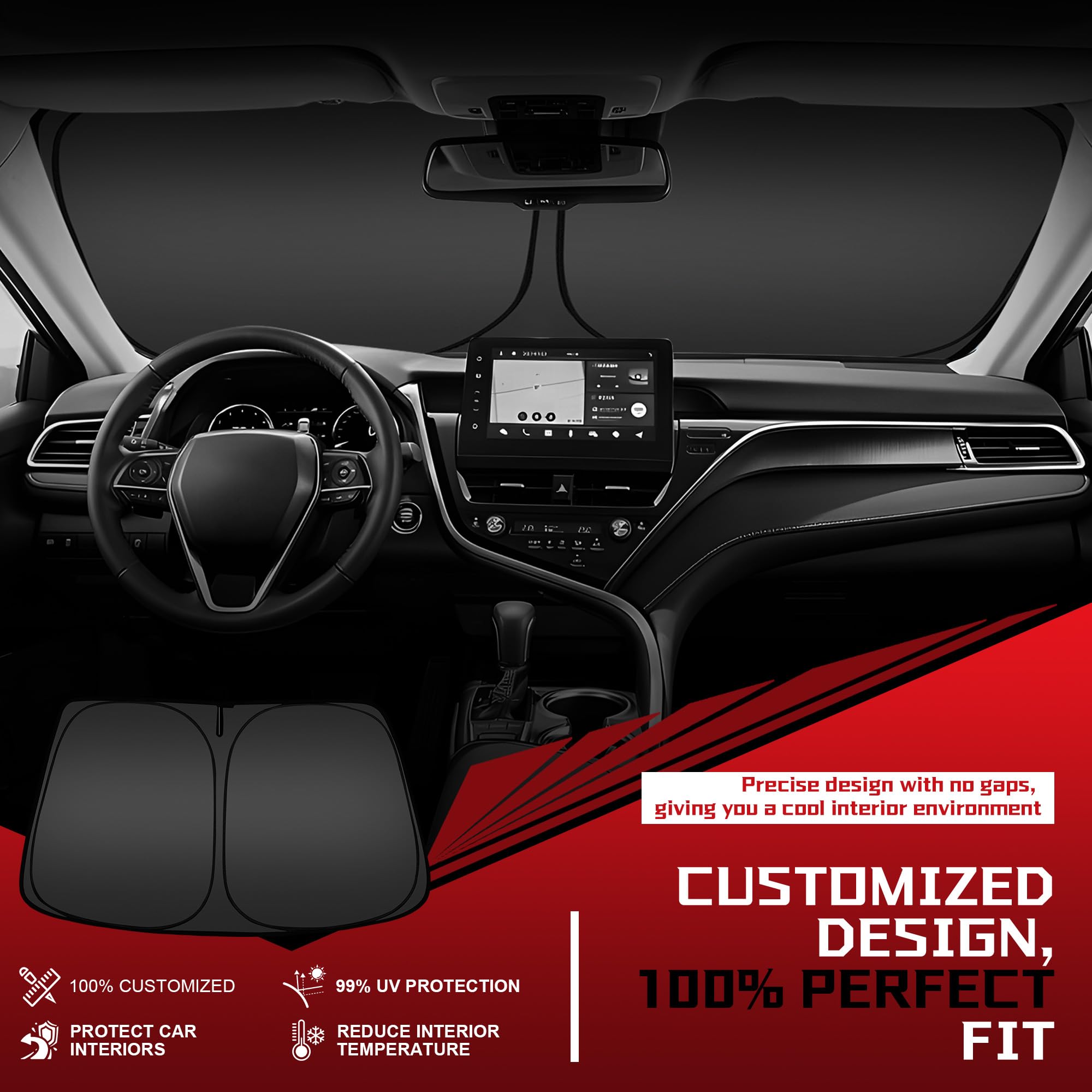 Fonowka Windshield Sun Shade For 2018-2024 Nissan Kicks Foldable Sun Sunshade For Car Front Window Blocks Uv Rays And Heat Autom