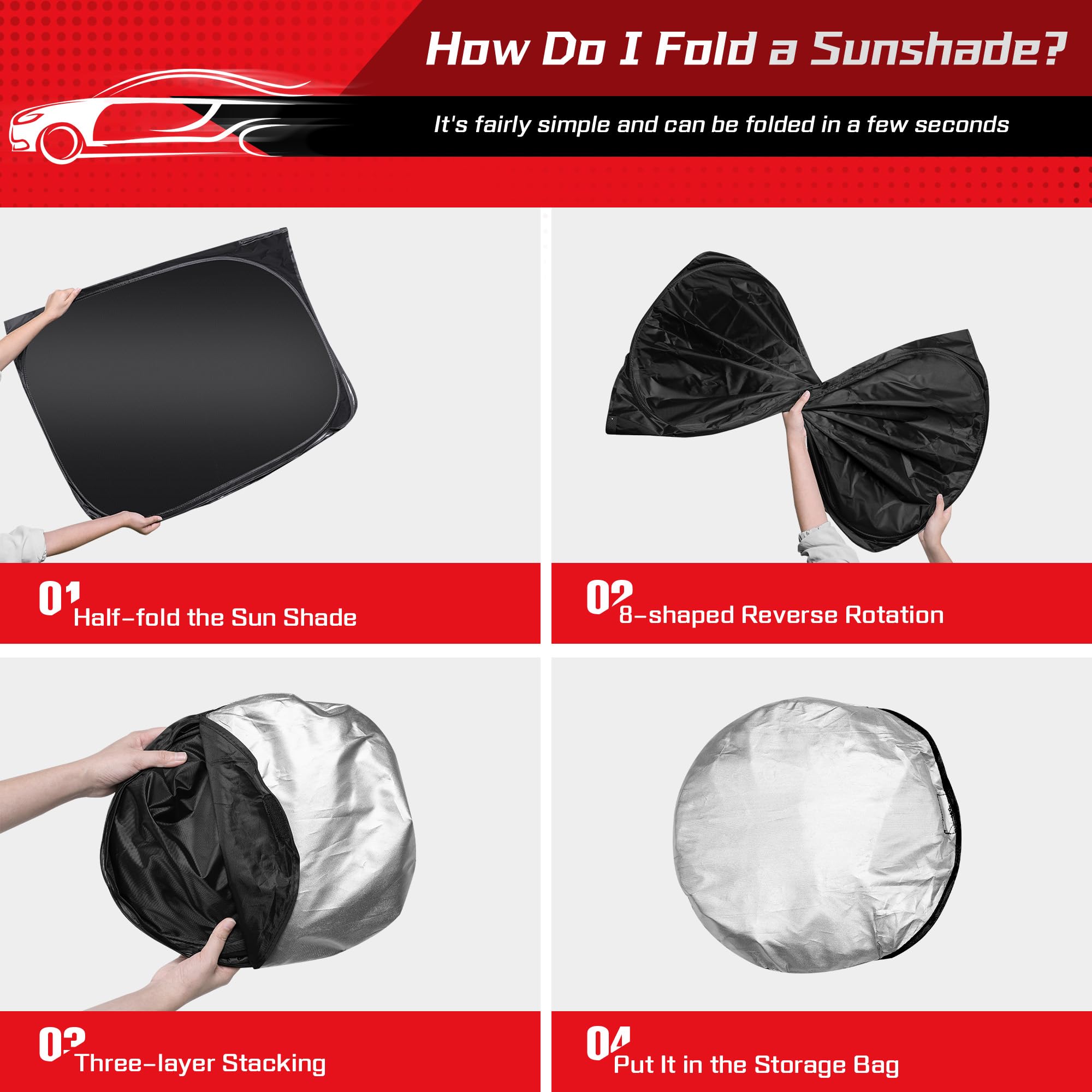 ARISMOTOR Windshield Sun Shade for Volvo XC60 2018-2025, Custom Fit Foldable Front Window Sunshade Sun Visor Protector, Block UV