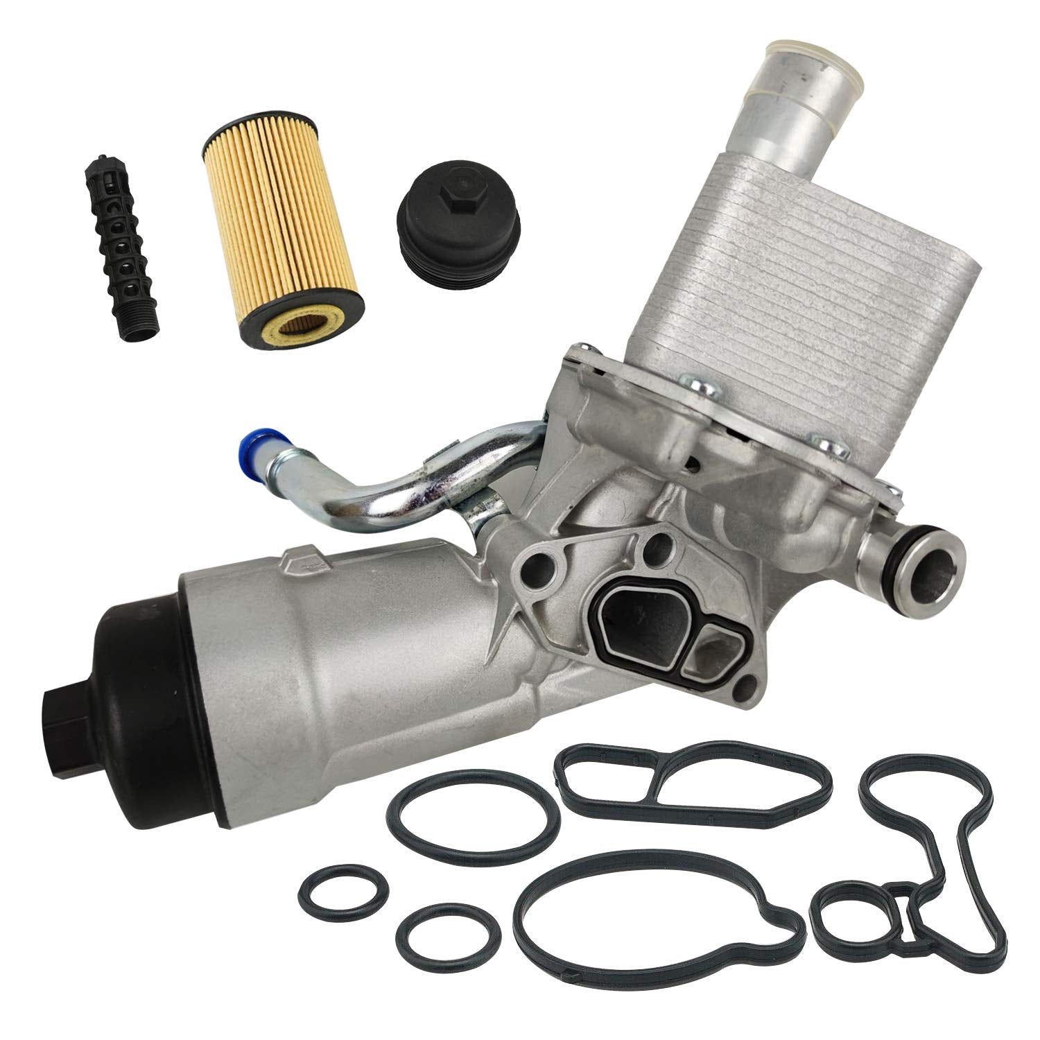 Engine Oil Cooler Filter Housing Assembly Adapter Kit With Gaskets Cap Filter Insert Compatible With 2011-2018 1.4L Turbo Chevro
