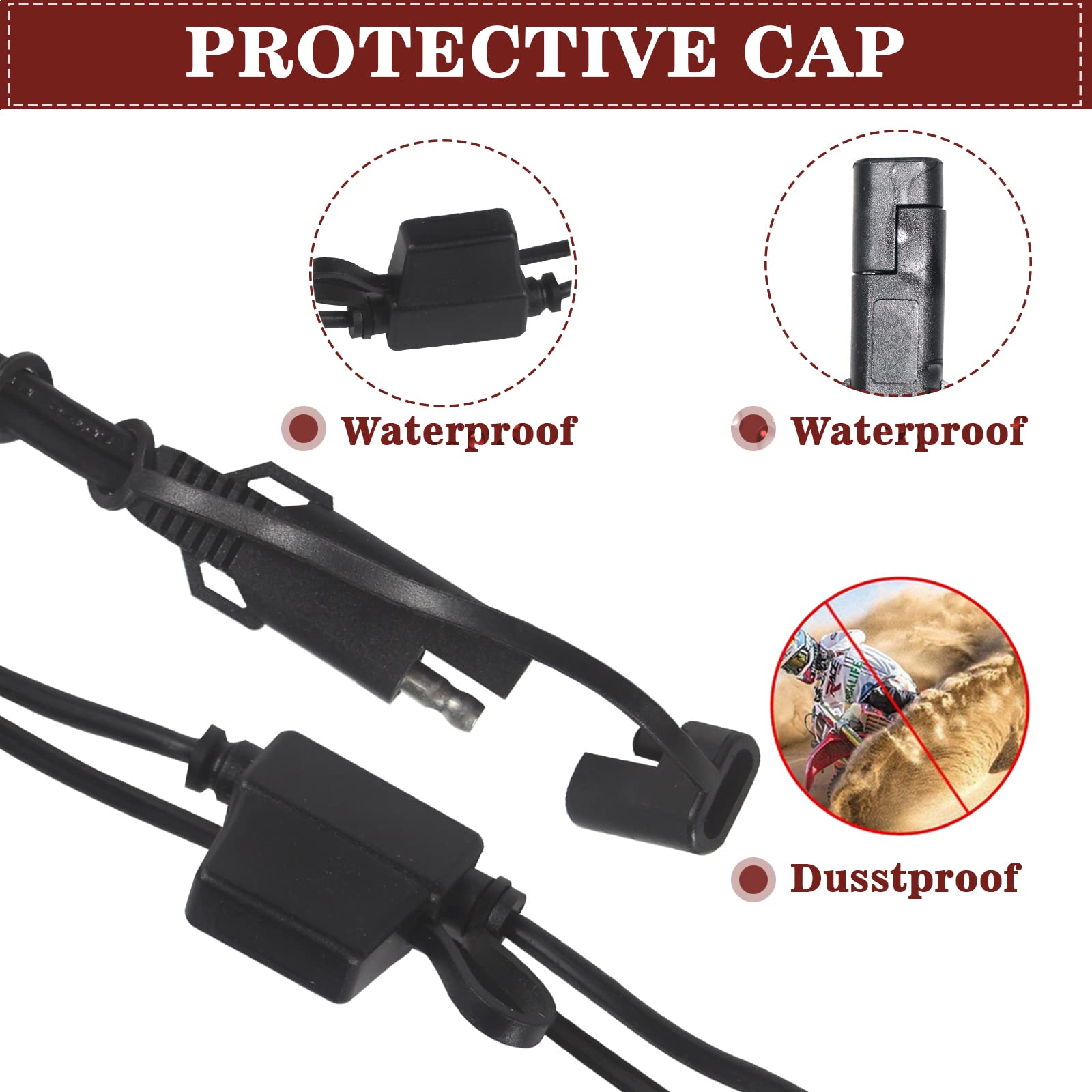 Sae To O Ring Terminal Harness 2Ft - Sae Eyelet Ring Terminal Cable 16Awg Motorcycle Battery Trickle Charger Extension Cord With