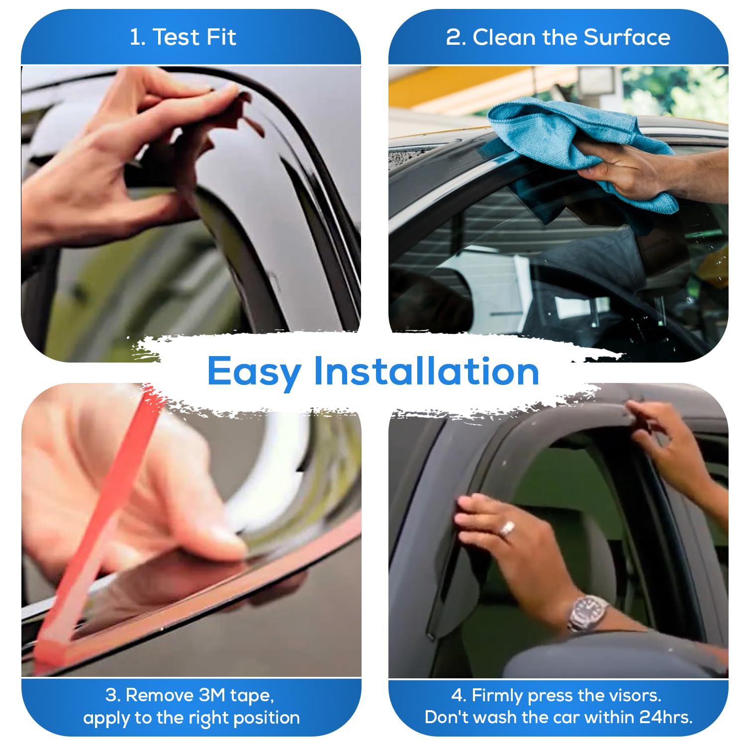 Immortal Group IG Window Visor Rain Guard Deflector, Acrylic, Black, 2009-2014 Honda Fit, Model 811414