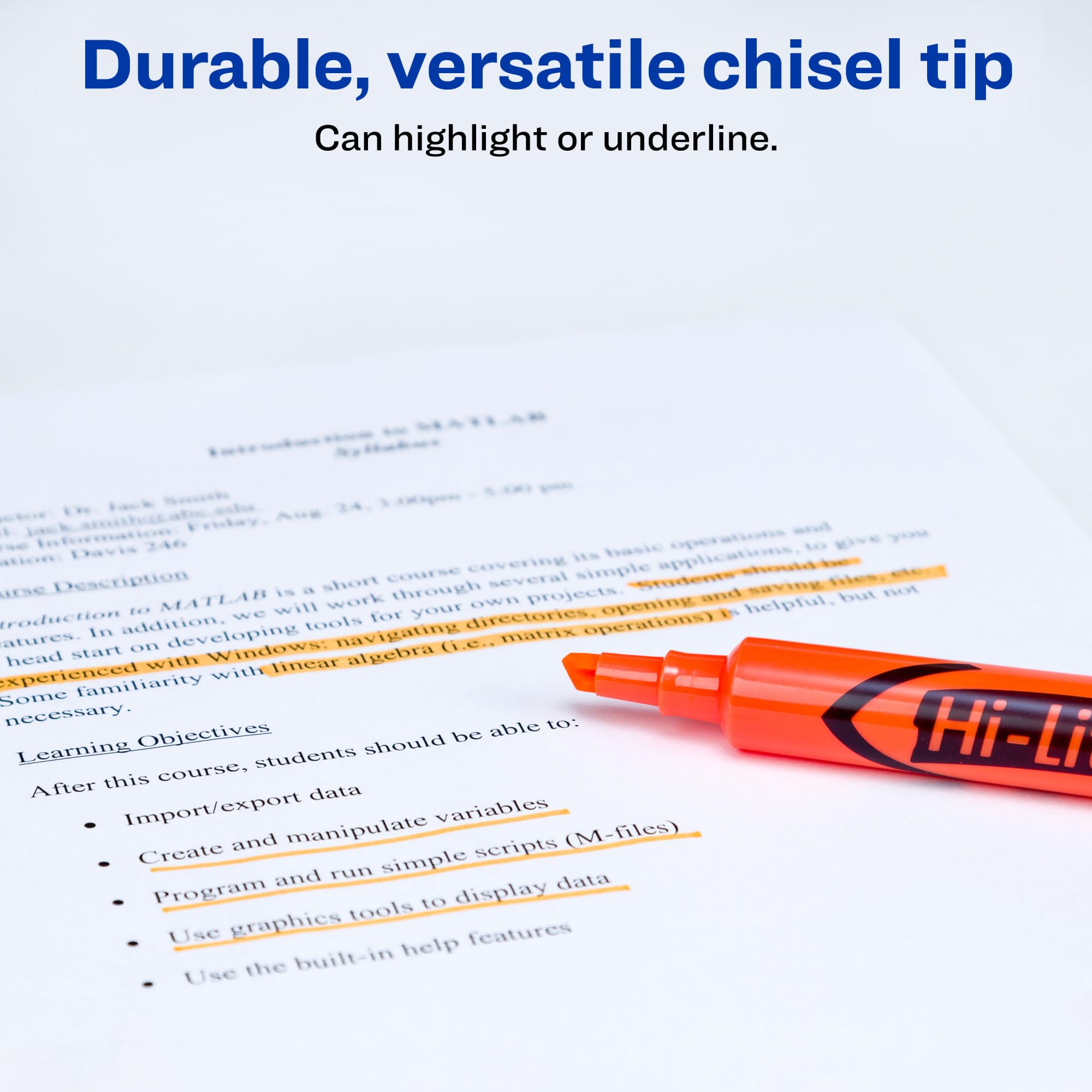 Avery Hi-Liter Desk-Style Highlighters, Smear Safe Ink, Chisel Tip, 12 Fluorescent Orange Highlighters (24050)