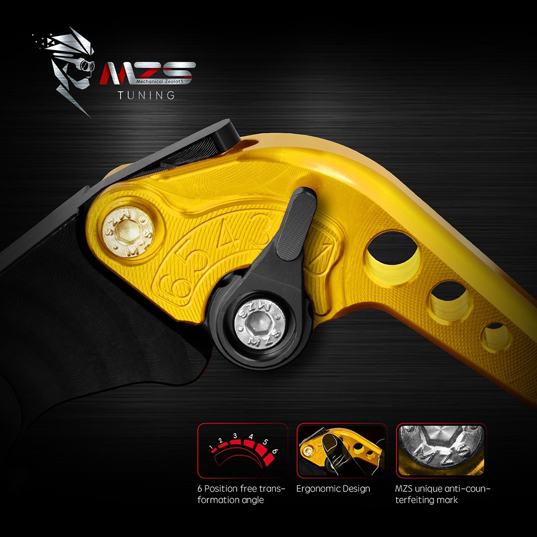 Mzs Gold Motorcycle Brake Clutch Levers Adjustable Short Compatible With Grom Msx125 14-25 / Cbr500R Cb500F Cb500X 13-21 / Monke