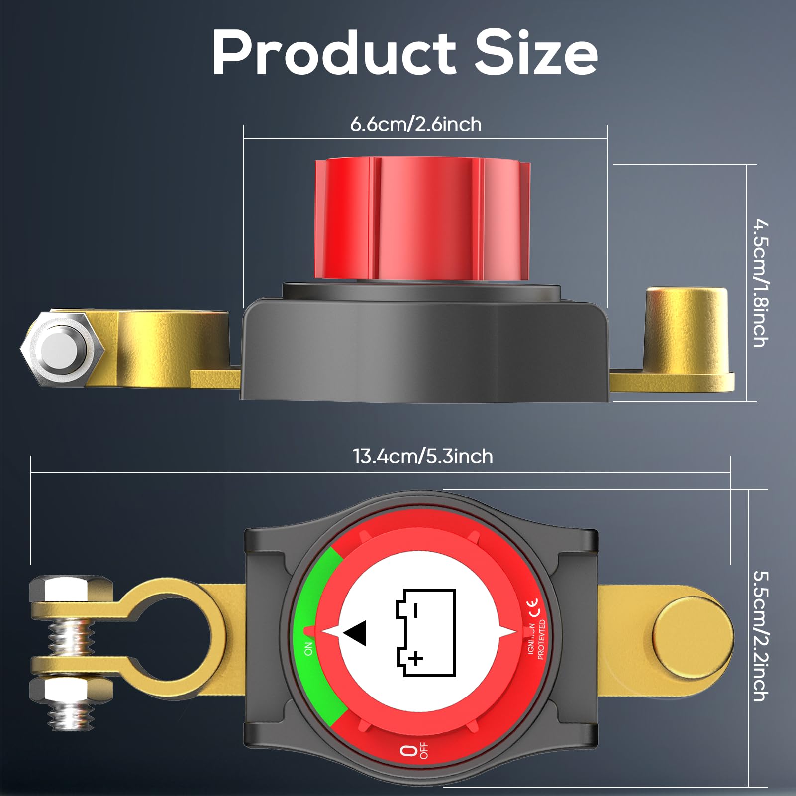 Top Post Battery Disconnect Switch 12v,Battery Kill Switch Negative On/Off 12-48V Top Post Battery Switch Heavy-Duty Battery Dis