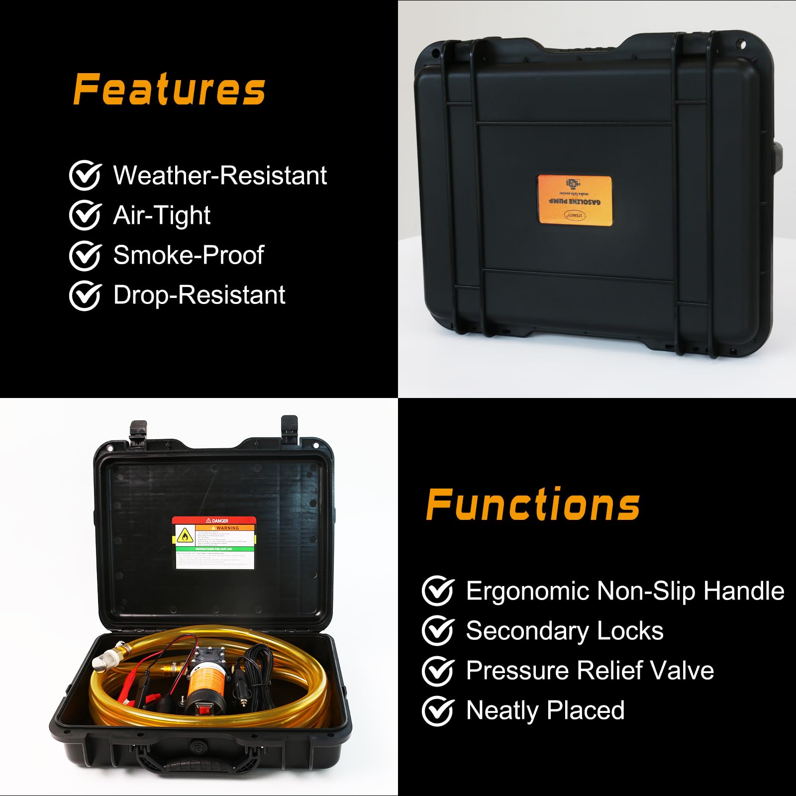 Steauty 12V Fuel Transfer Pump Set - 80W DC Motor, 120 Gallons/Hour, Stainless Steel, Includes Upgraded Carrying Case, Model ST35