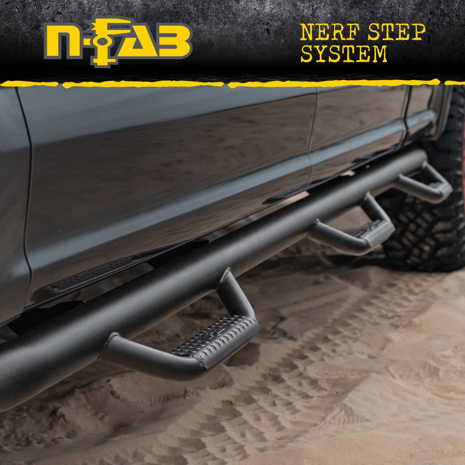 N-Fab Nerf Steps For Toyota Tundra | Wheel-To-Wheel, Heavy Duty Steel, Gloss Back | T0786Cc | Fits 2007-2021 Toyota Tundra Crewm