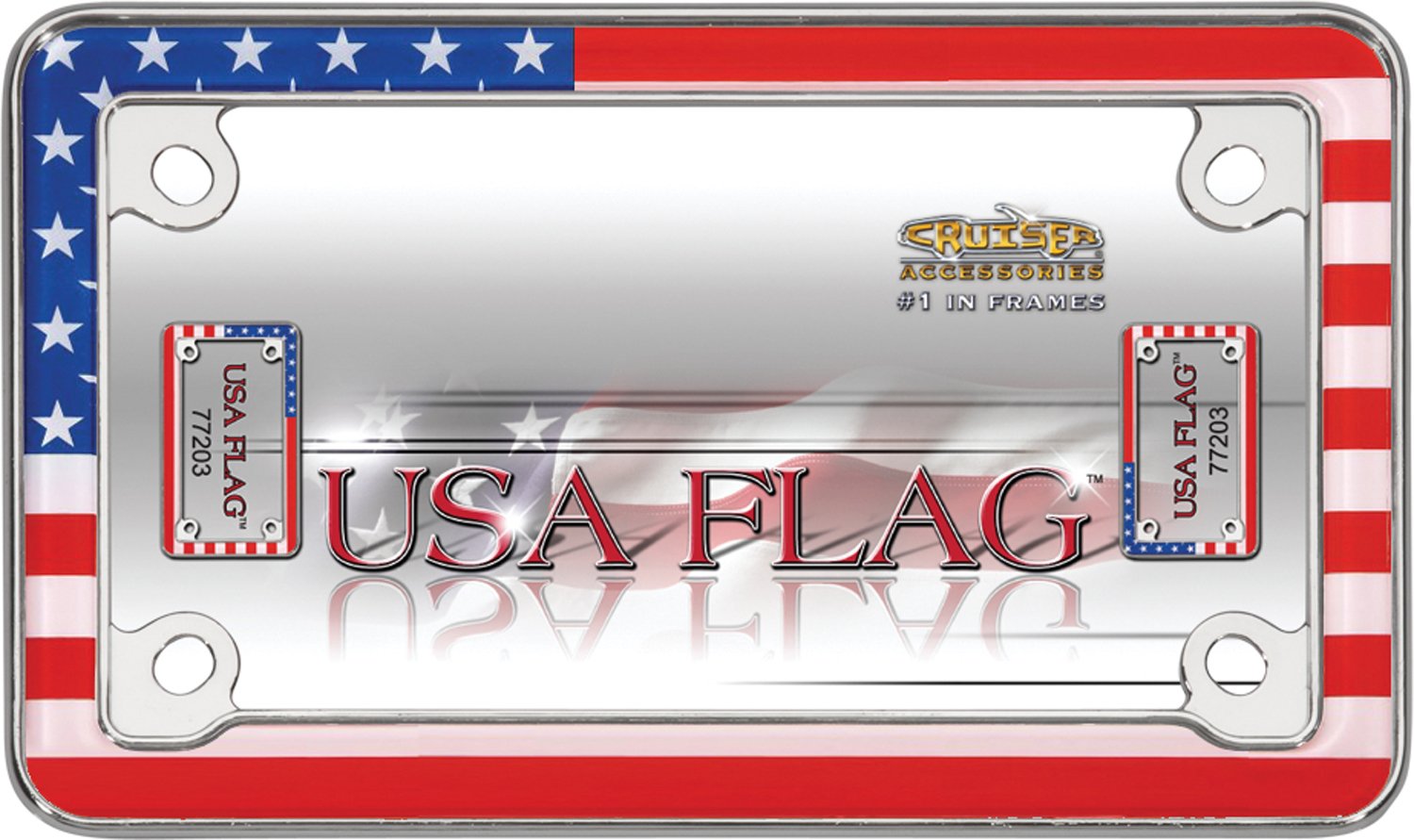 Cruiser Accessories 77203 Mc Usa Flag Motorcycle License Plate Frame, Chrome