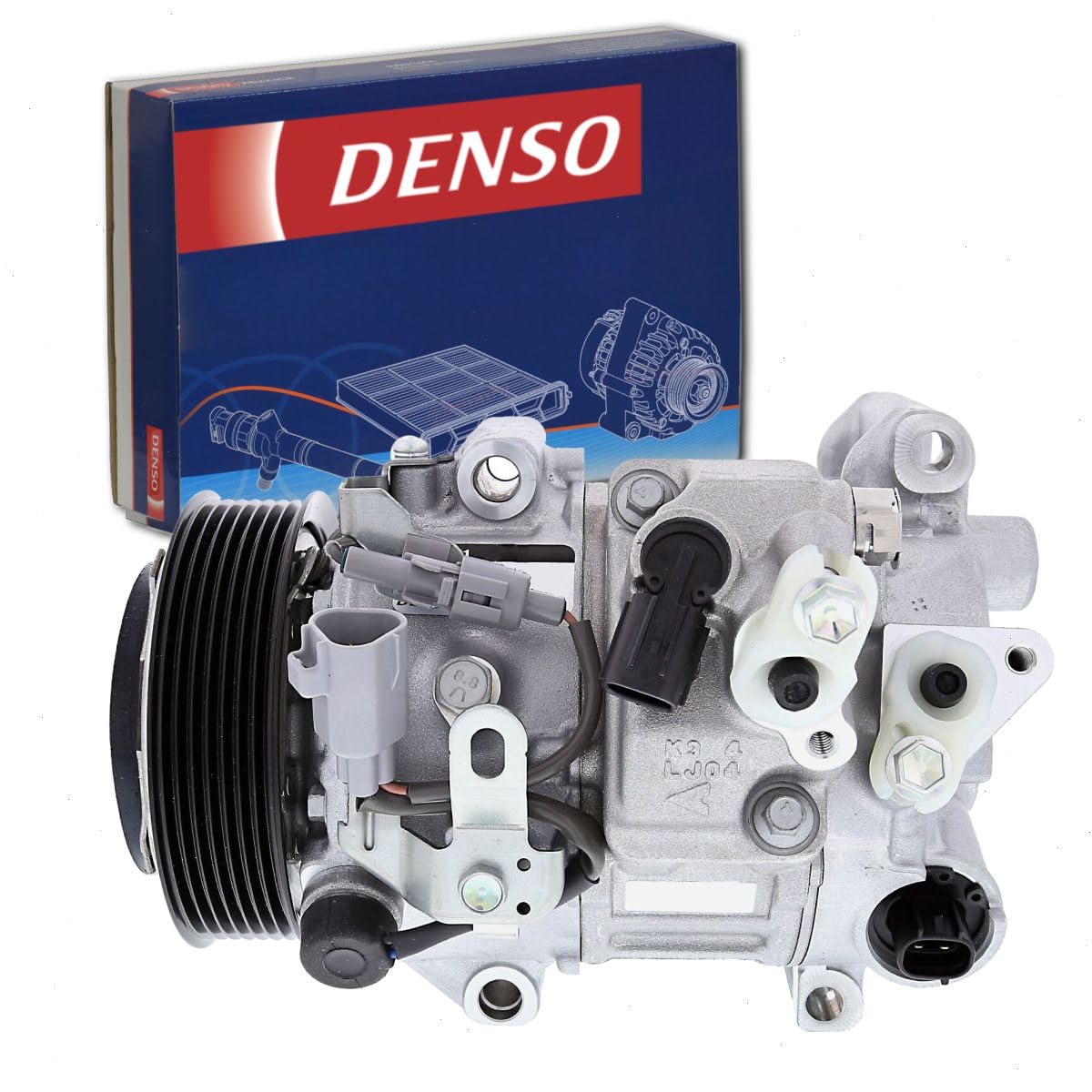 Denso 471-1037 New AC Compressor with Clutch, 1 Pack