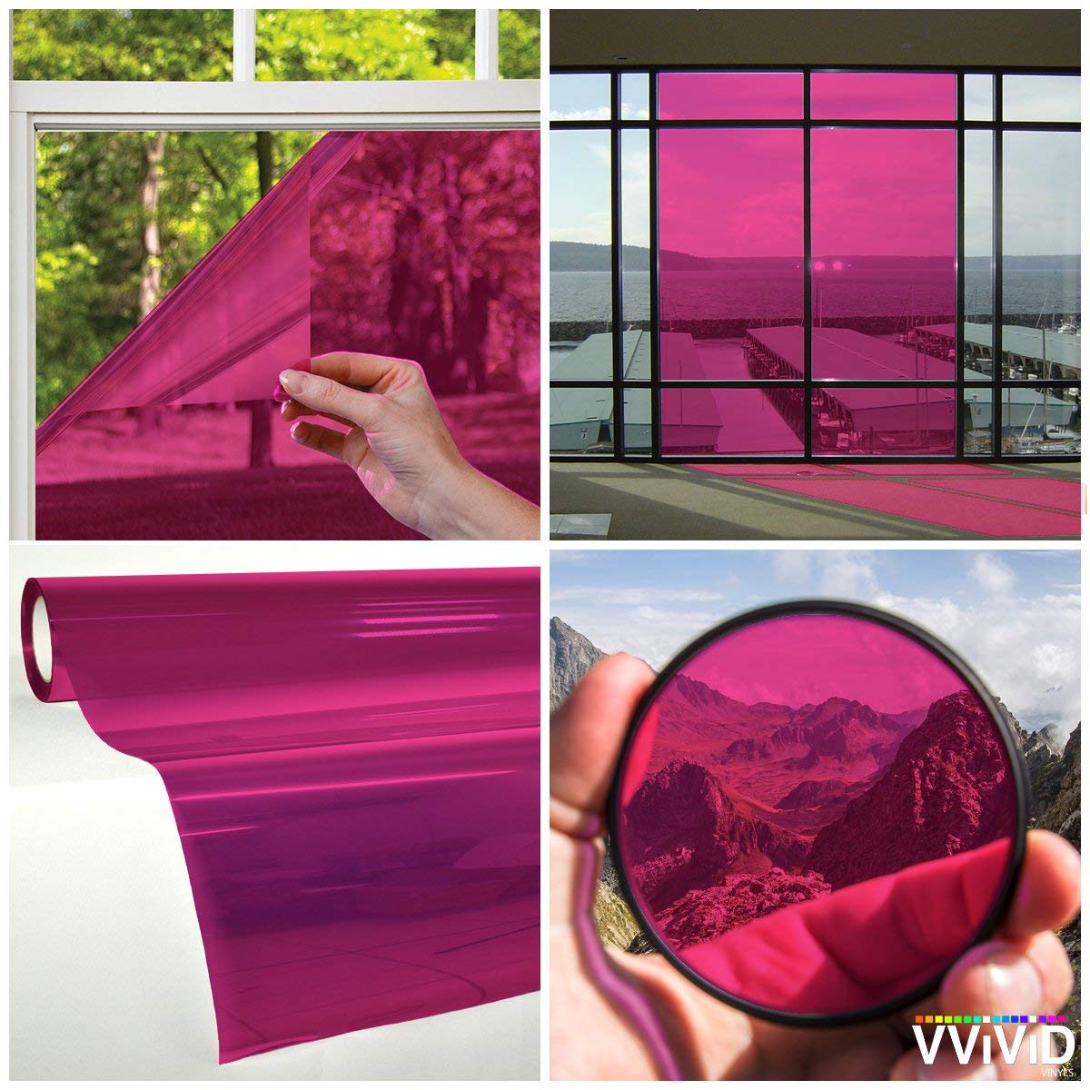 VViViD Vinyl Window Tinting Sheets - Transparent Colorful Pink, 1.49ft x 5ft, Model vvclrtintflmpnk_17