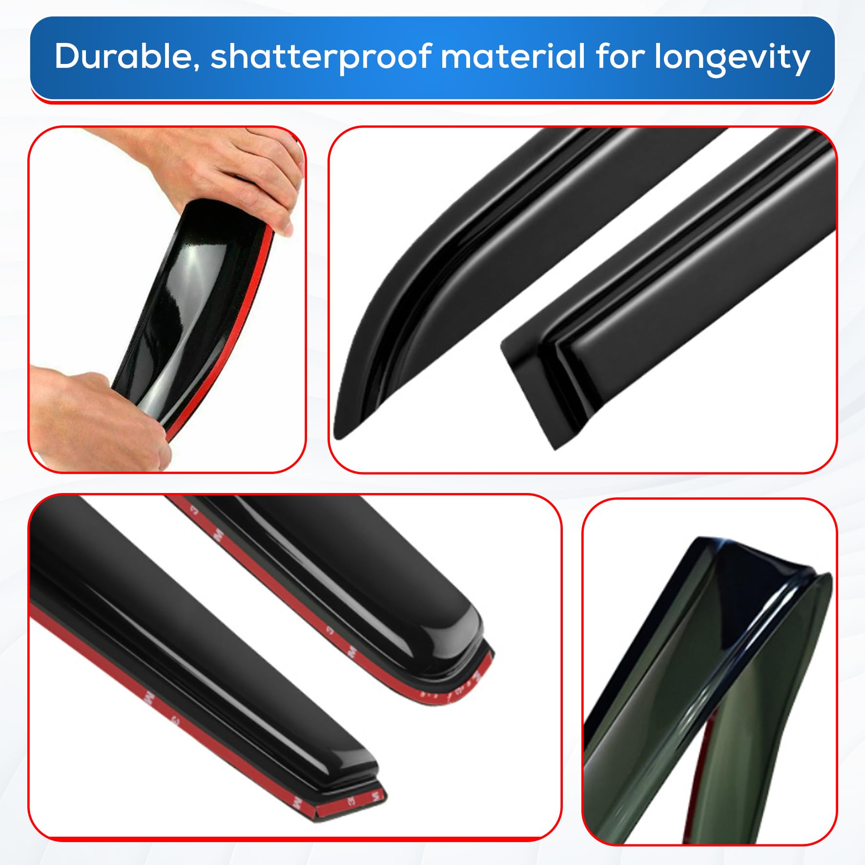 Immortal Group IG Window Visor for Audi A3 Sedan 2014-2020, Black Acrylic Rain Guard Deflector, Mugen Style
