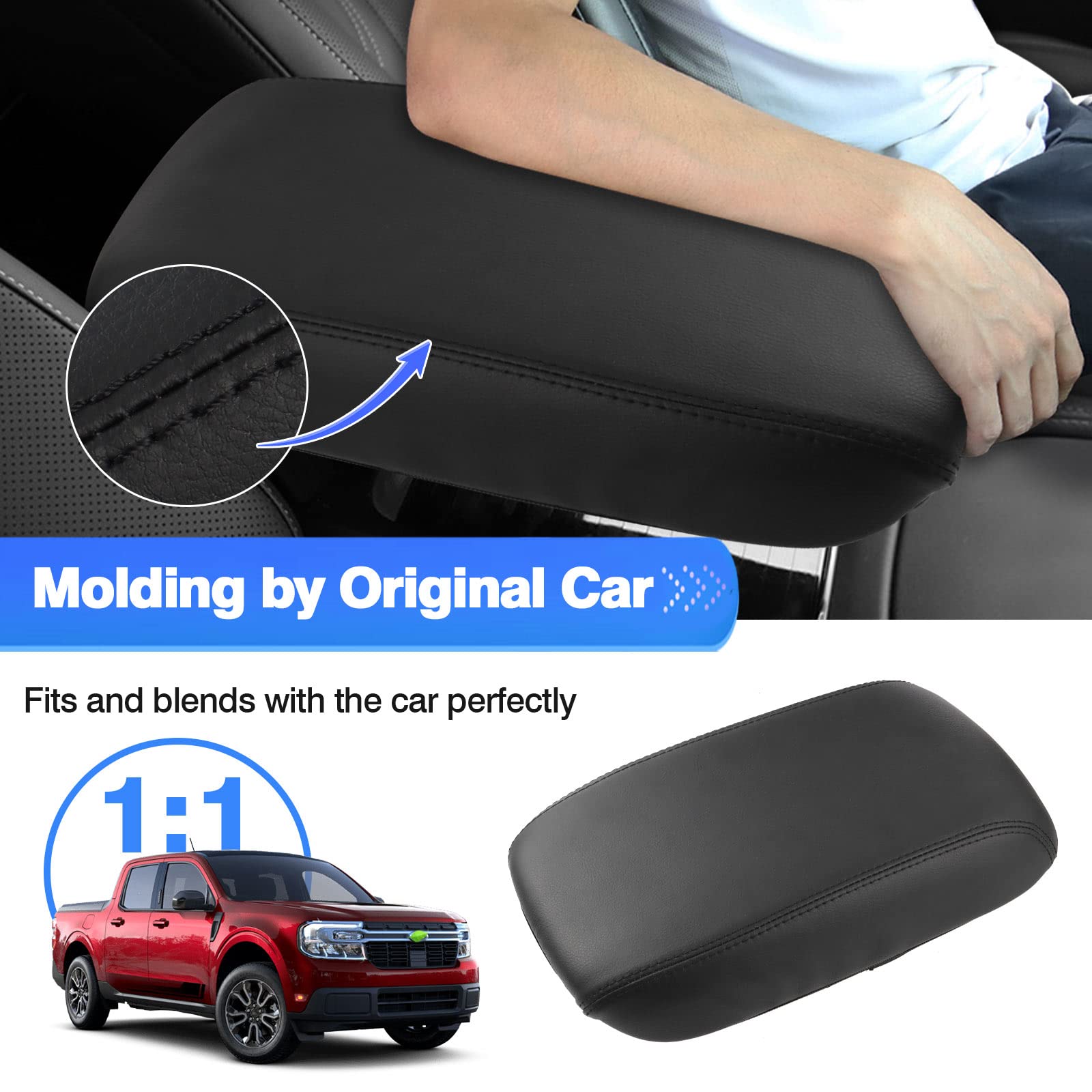 Autorder Center Console Cover for Ford Maverick 2022 2023 2024 Accessories Armrest Cover Anti-Scratch Middle Console Pad Leather