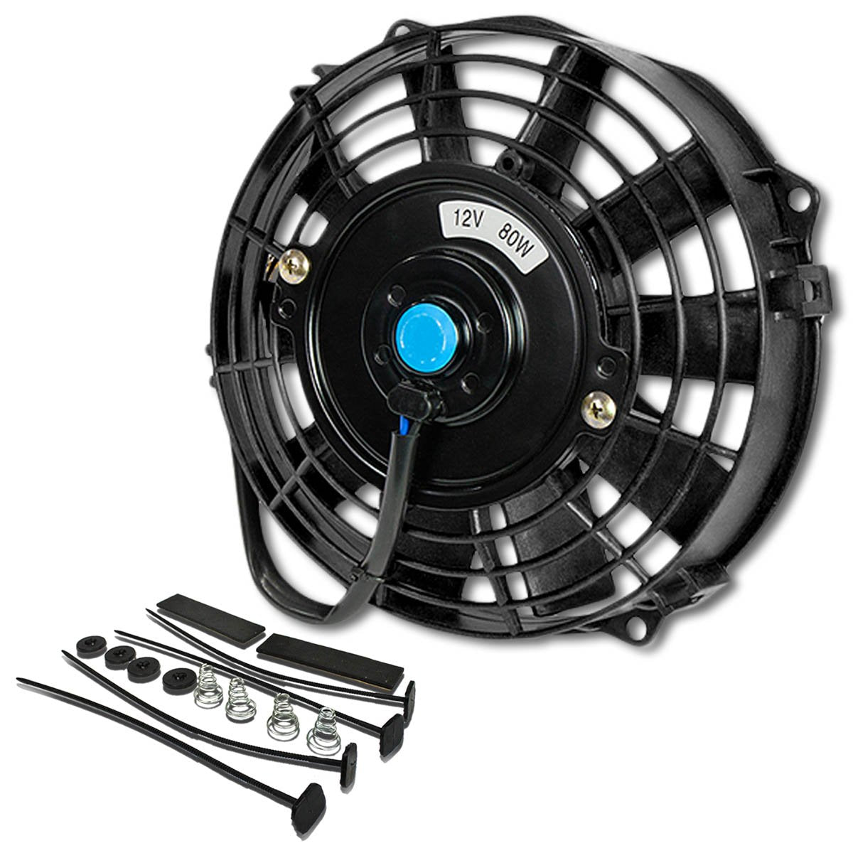 Dna Motoring 10 Inch High Performace Electric Cooling Slim Radiator Fan With Mount Kit, Red, 2Pcs, Raf-10-Rd+Fmk-X2