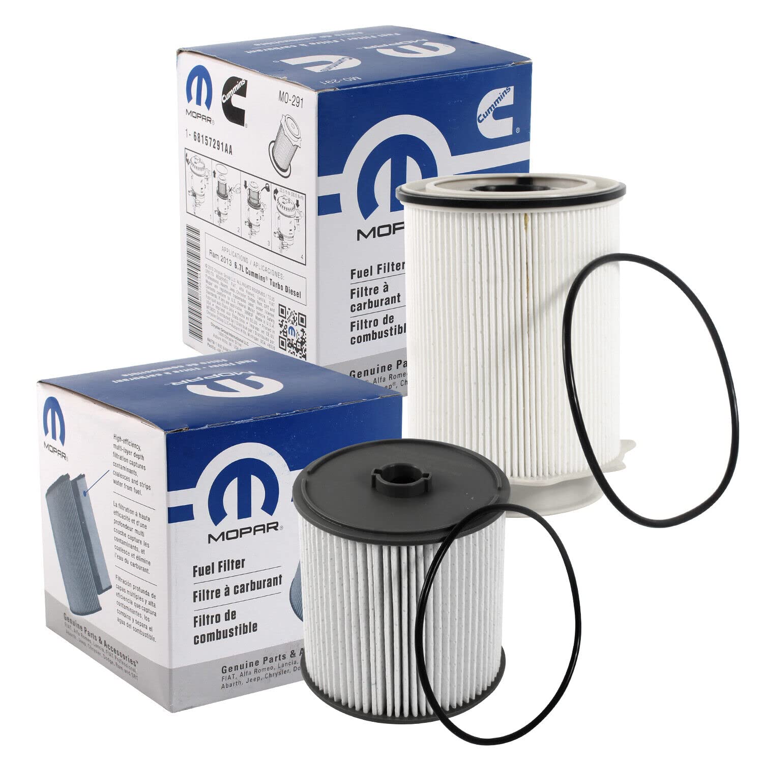 Fuel Filters 68157291Aa And 68436631Aa For A 2019-2024 Ram Truck 6.7L Cummins Diesel