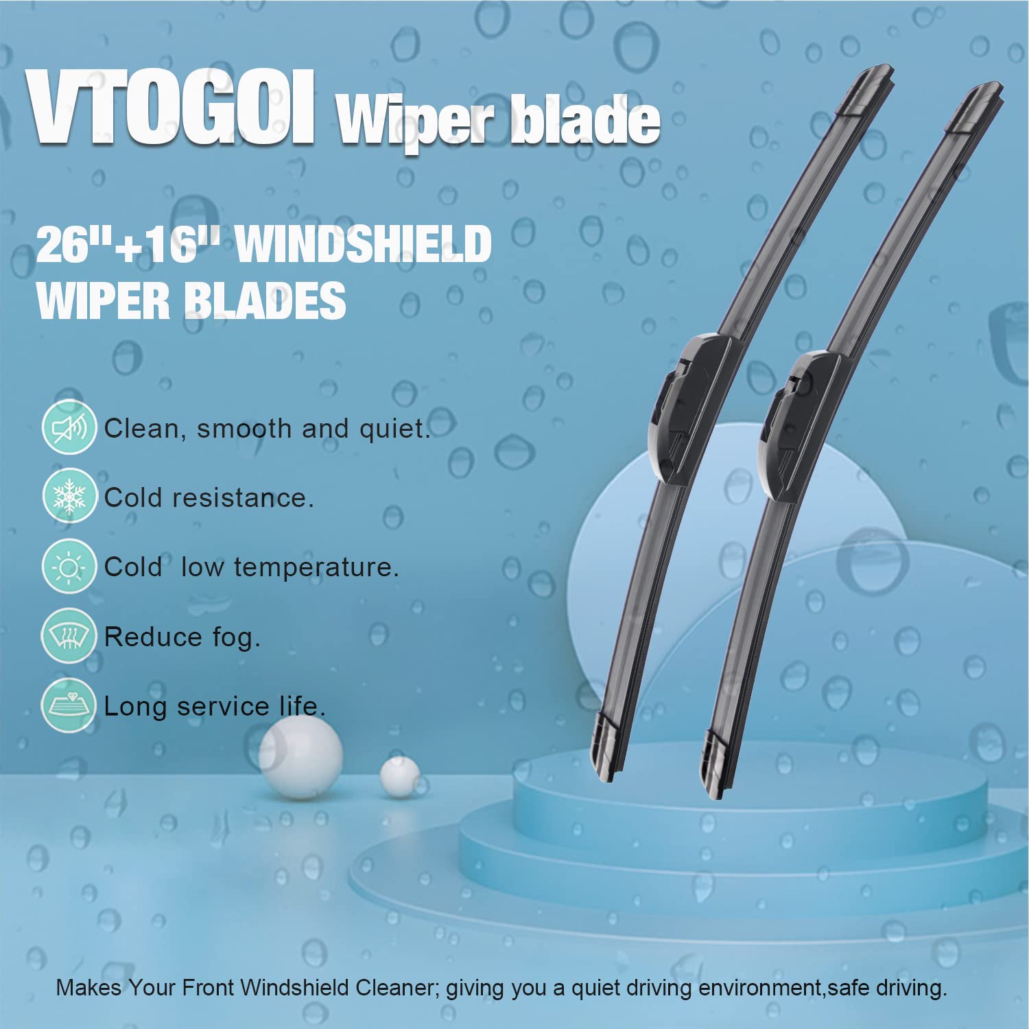 Vtogoi Wiper Blades With Rear Wiper Blades Set For Kia Rio 2012-2019,Automotive Replacement Windshield Wiper Blades, That Meet O