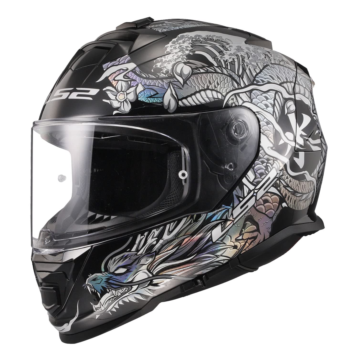 Ls2 Helmets Assault Full Face Motorcycle Helmet W/Sunshield (Warrior Krome Silver/Black - Medium)
