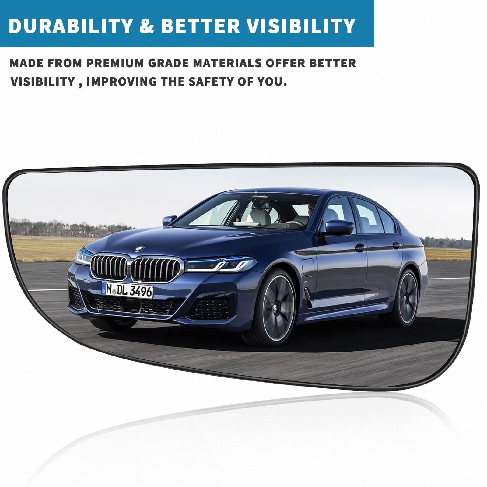 Passenger Side Lower Mirror Glass Compatible With 2009-2020 Dodge Ram 1500 2500 3500 4500 5500 Towing Mirrors - Right Side View