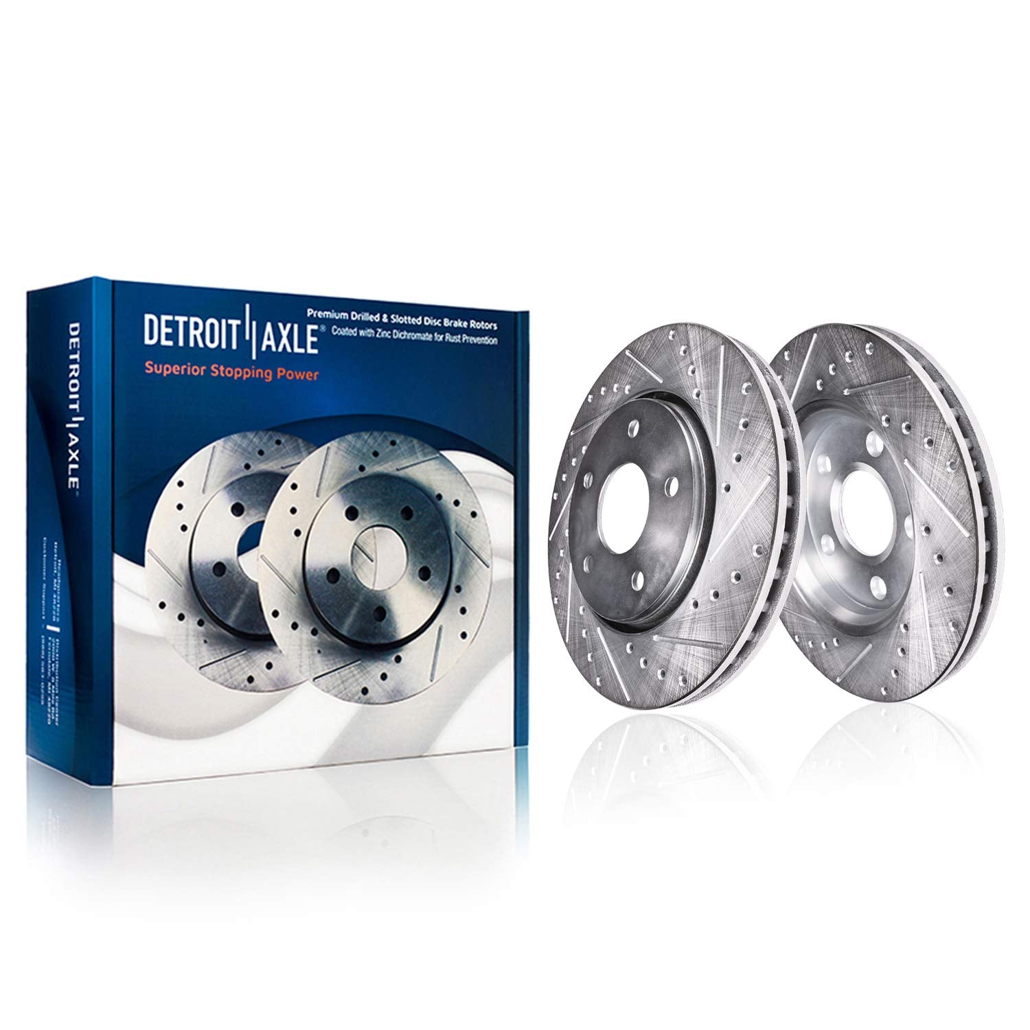 Detroit Axle - Front Drilled & Slotted Brake Rotors for Chrysler 300 Dodge Challenger Charger Magnum Brakes Rotor Replacement: 1