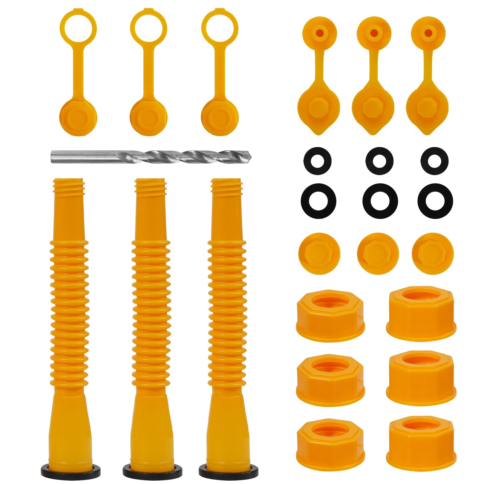 Gas Can Spout Replacement Kit,4 Kit Gas Can Nozzle Replacement Fits 5 Gallon Gasoline Cans,With Flexible Nozzles,Screw Collar Ca