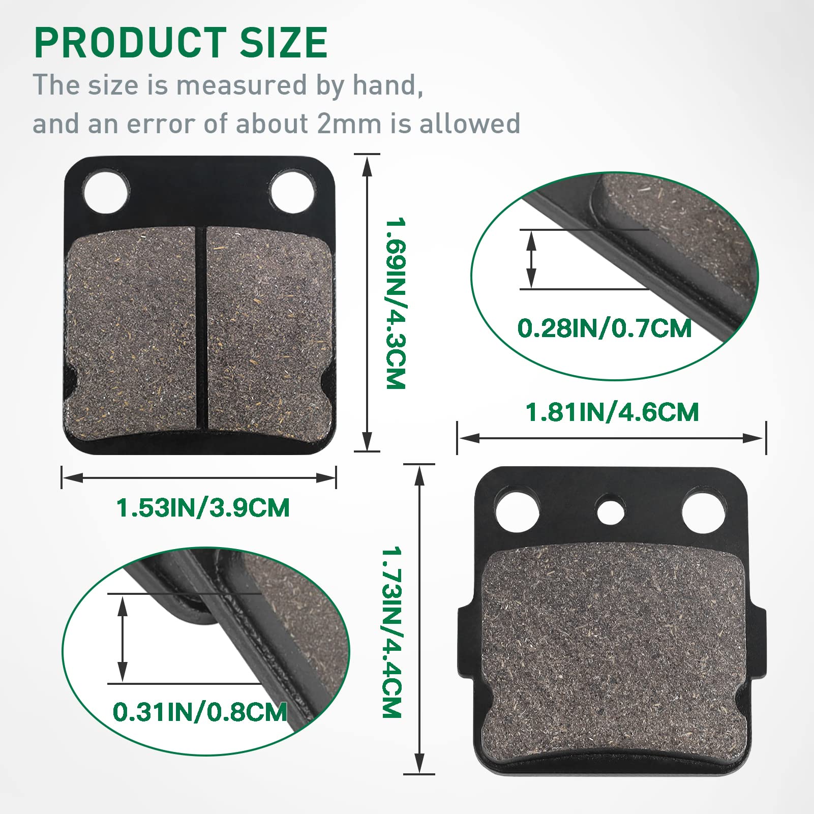 Warrior 350 Front and Rear Carbon Fibre Brake Pads Kits for Yamaha Banshee 350 1990-2006 / Blaster 200 2003-2006/ Wolverine 350