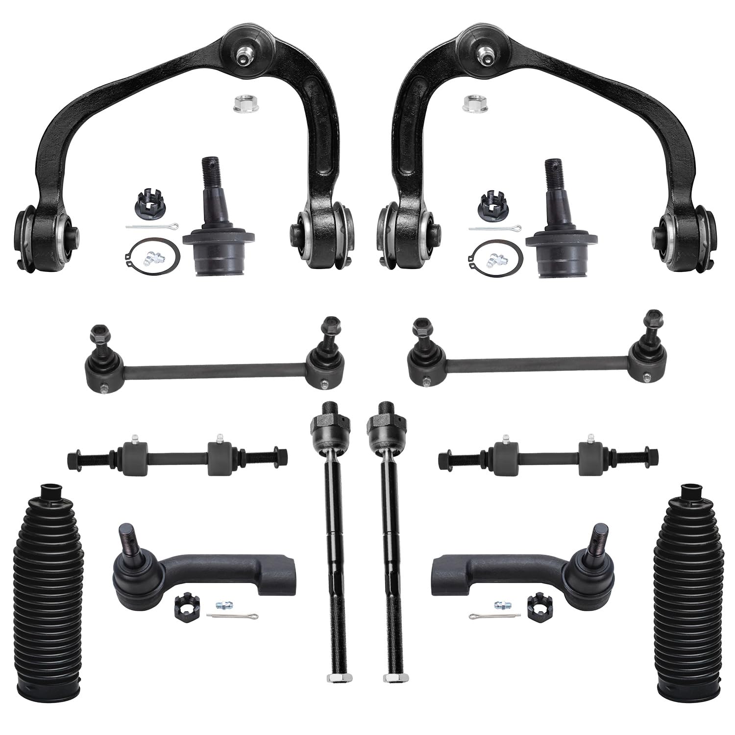 Detroit Axle - Front End 14pc Suspension Kit for Ford 2007-2014 Expedition Lincoln Navigator [2WD; 4WD], 2 Upper Control Arms 2 