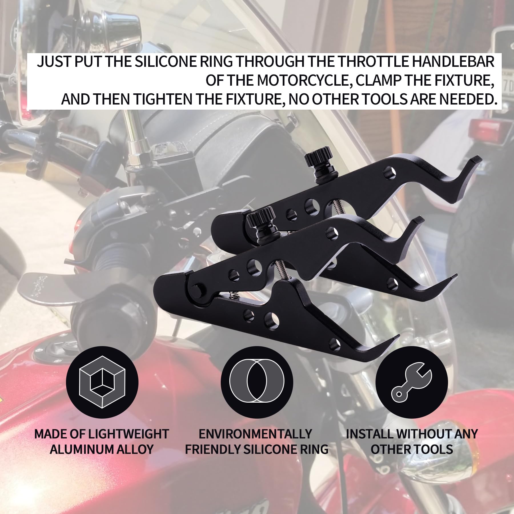 MRELC Motorcycle Cruise Control, Motorcycle Throttle Lock, Universal Lightweight Hand Grip Lock Clamp,Throttle Assist Wrist, wit