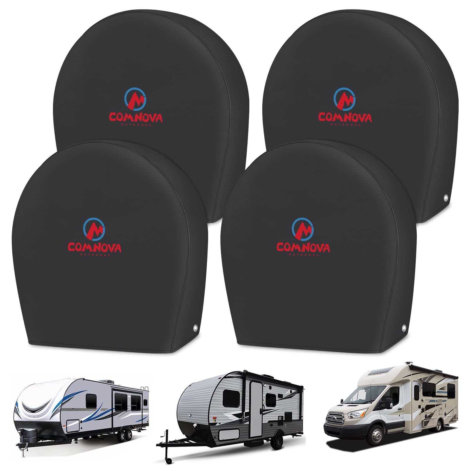 Comnova Rv Tire Covers 4 Pack - 600D Tough Tire Wheel Cover Protector For Rv, Truck, Suv, Trailer, Camper, Boat And Van, Heavy D